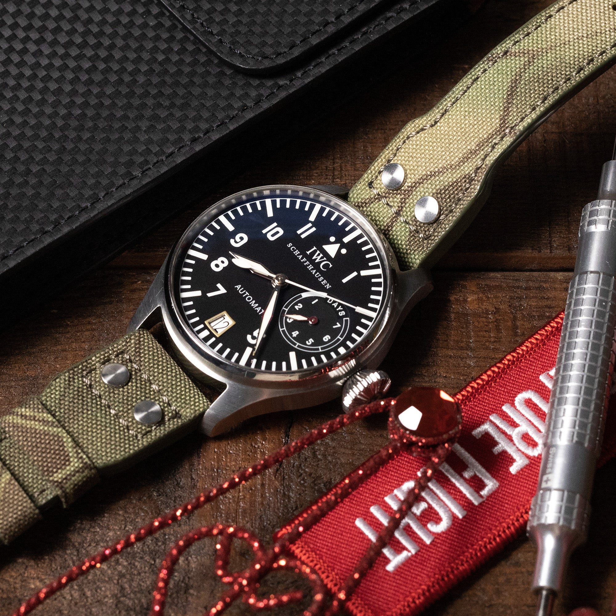 22mm MiLTAT Turtle Camo Nylon Replacement Strap compatible with IWC Big Pilot,?Rivet?Lug
