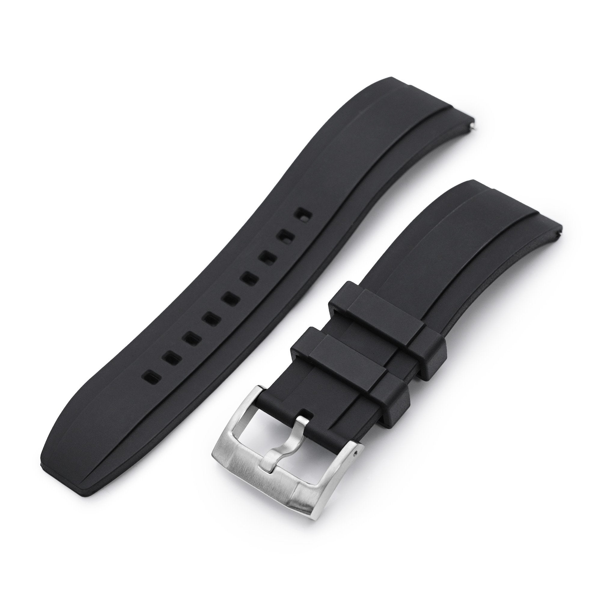 Ladder Black FKM Quick Release rubber watch strap, 24mm