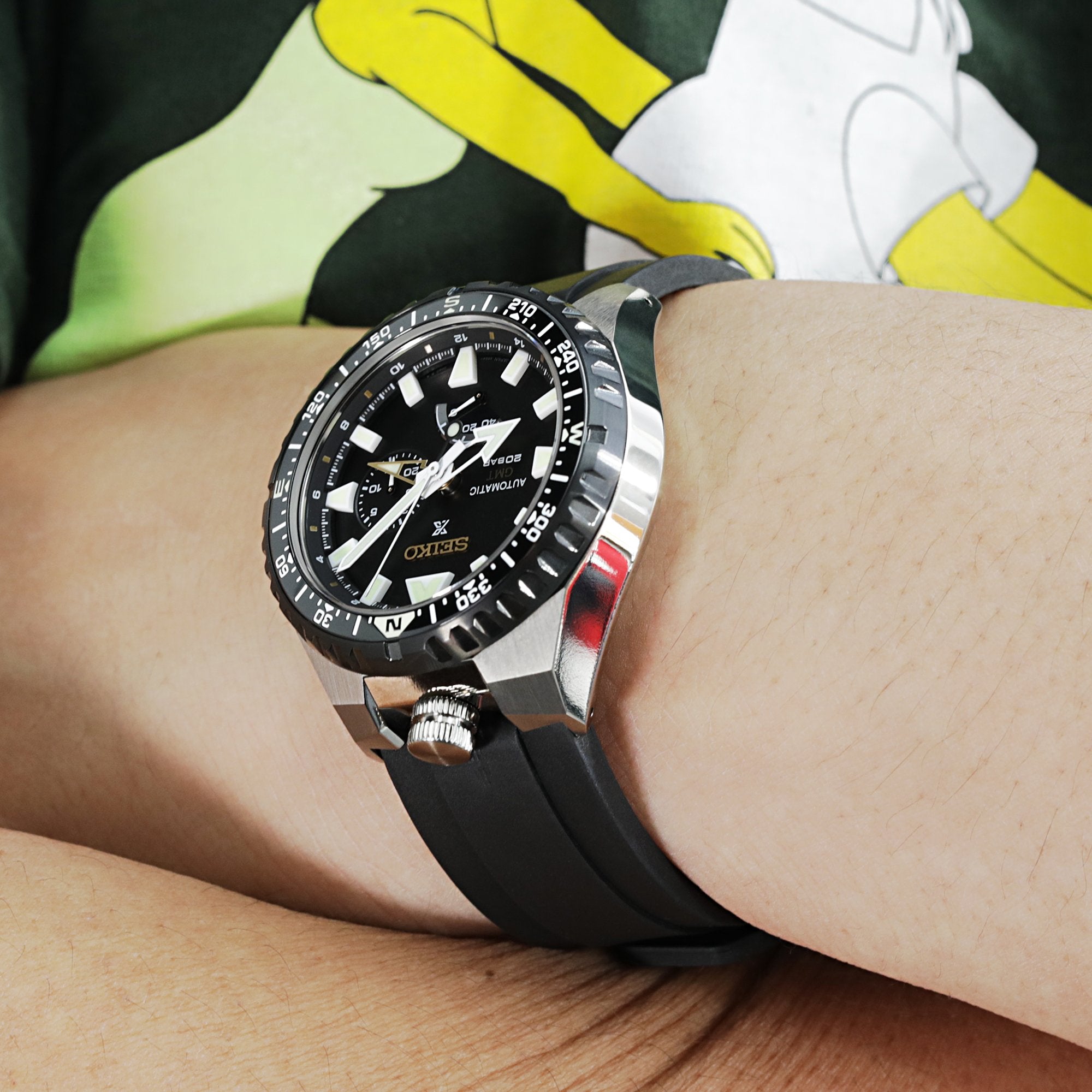 Ladder Black FKM Quick Release rubber watch strap, 24mm