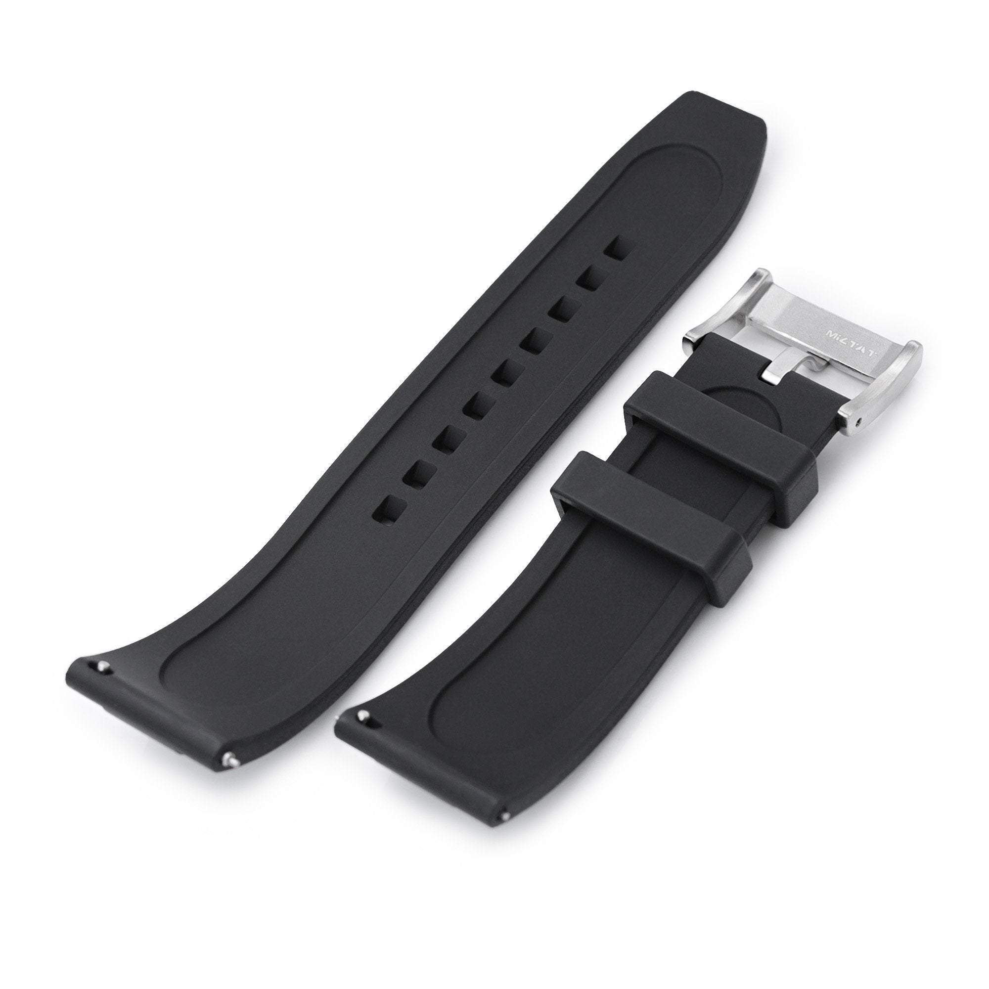 Ladder Black FKM Quick Release rubber watch strap, 24mm