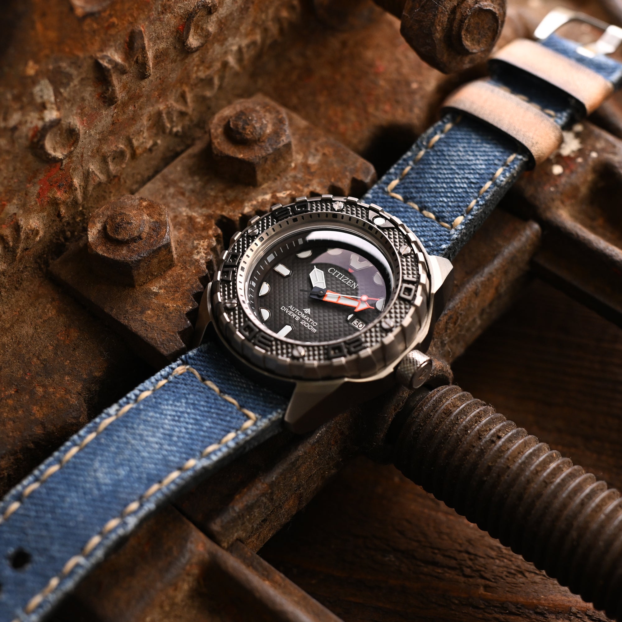 Gunny X MT Denim Blue Washed Canvas Watch Band, 24mm or 26mm