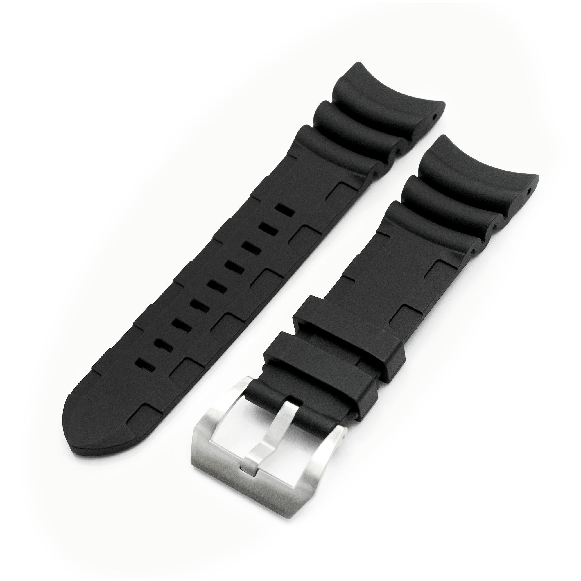 26mm Q.R. Firewave Resilient Curved End FKM rubber Watch Strap, Black
