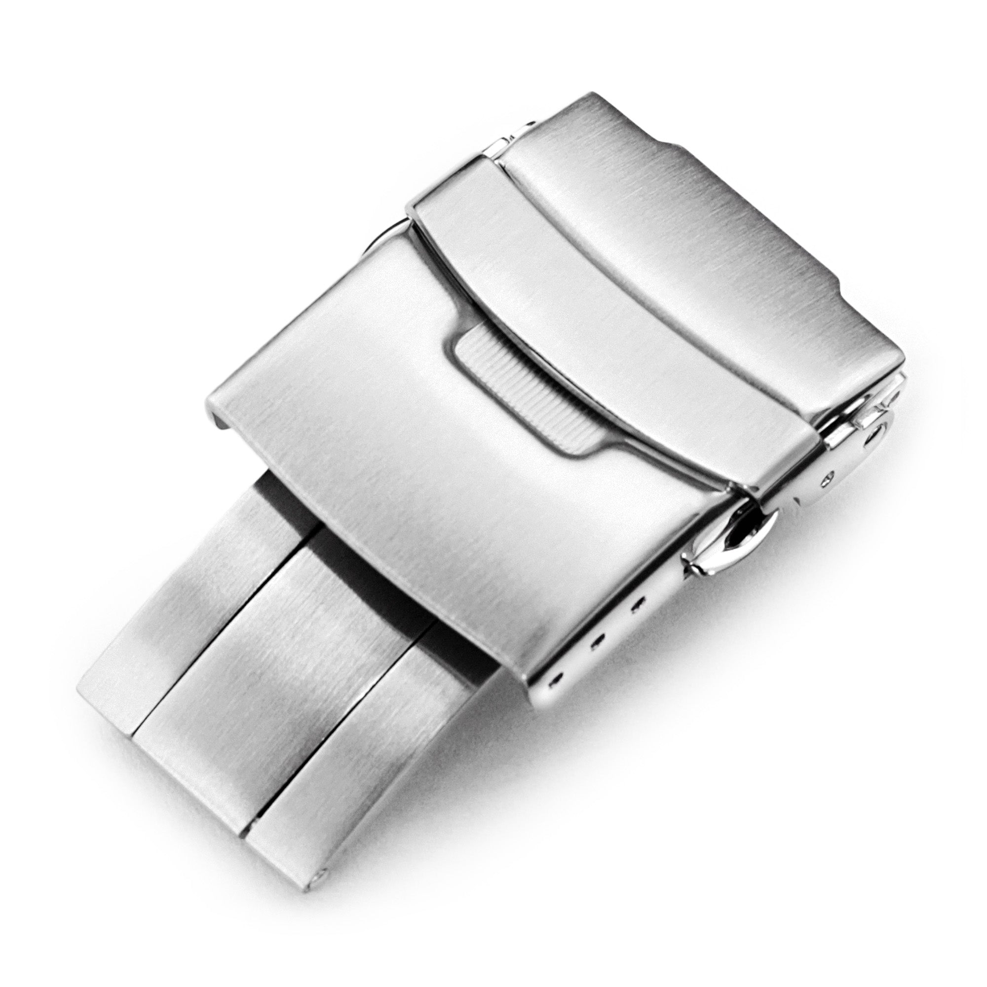 18mm, 20mm, 22mm or 24mm Stainless Steel Push Button Diver Clasp for Watch Band, Brushed