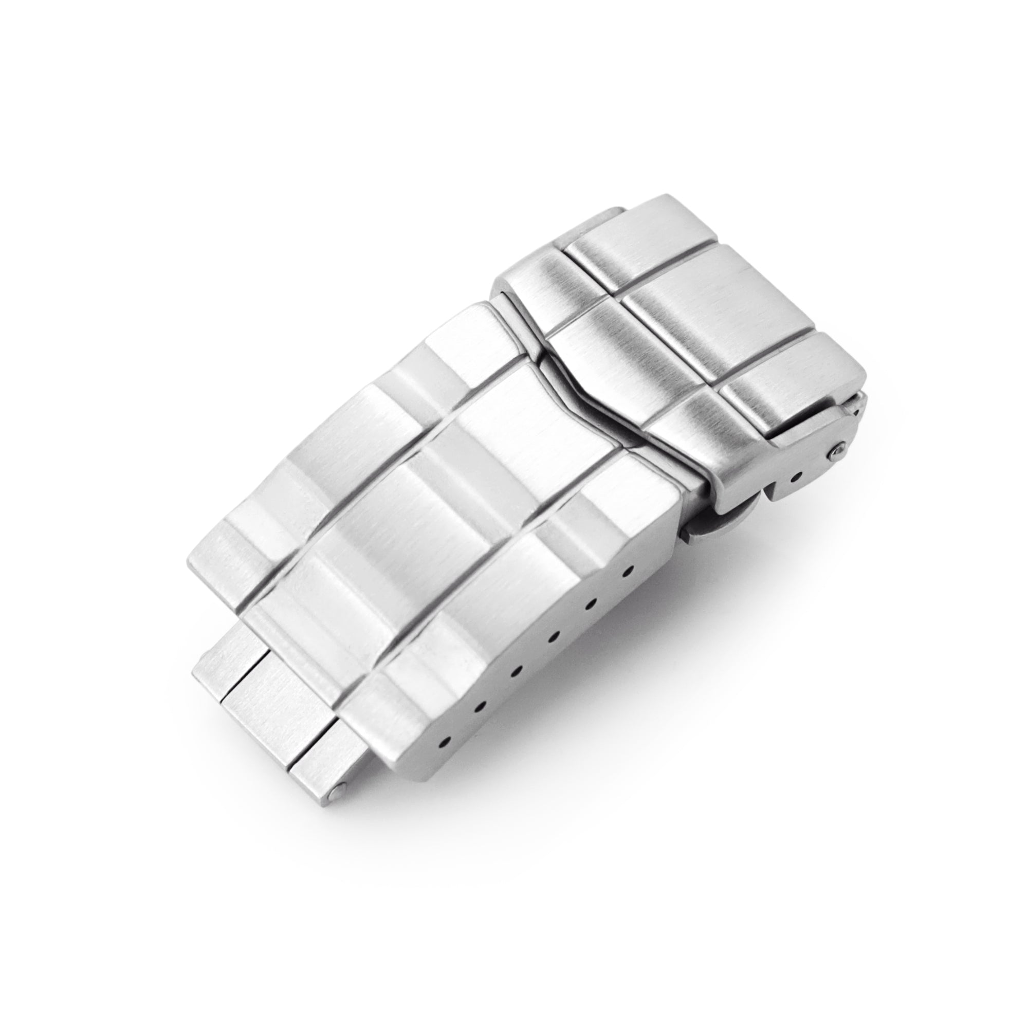 16mm, 18mm or 20mm Solid 316L Stainless Steel Double Locks SUB Diver Clasp, Button Control, Brushed