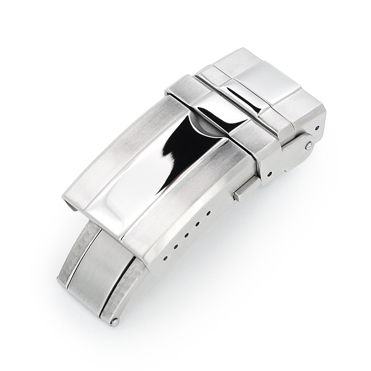 16mm, 18mm or 20mm Solid 316L Stainless Steel Double Locks Turning Clasp, Button Control, Brushed & Polished center