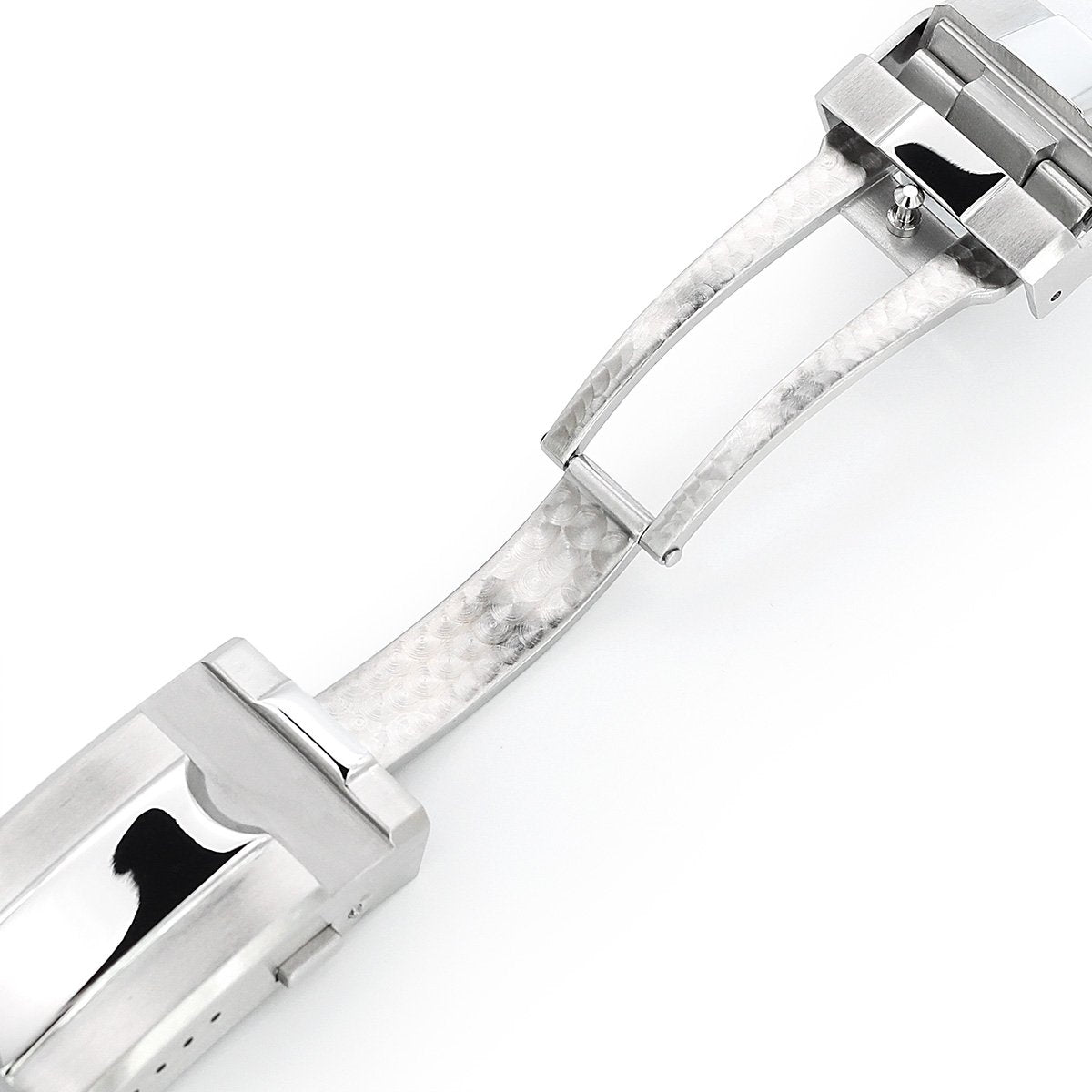 16mm, 18mm or 20mm Solid 316L Stainless Steel Double Locks Turning Clasp, Button Control, Brushed & Polished center