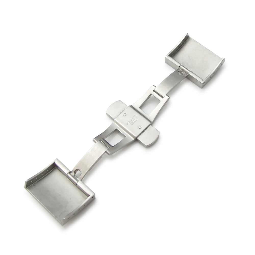 20mm or 22mm Double Fold Butterfly Dome Shape Lengthened Deployant Clasp / Buckle, Brushed