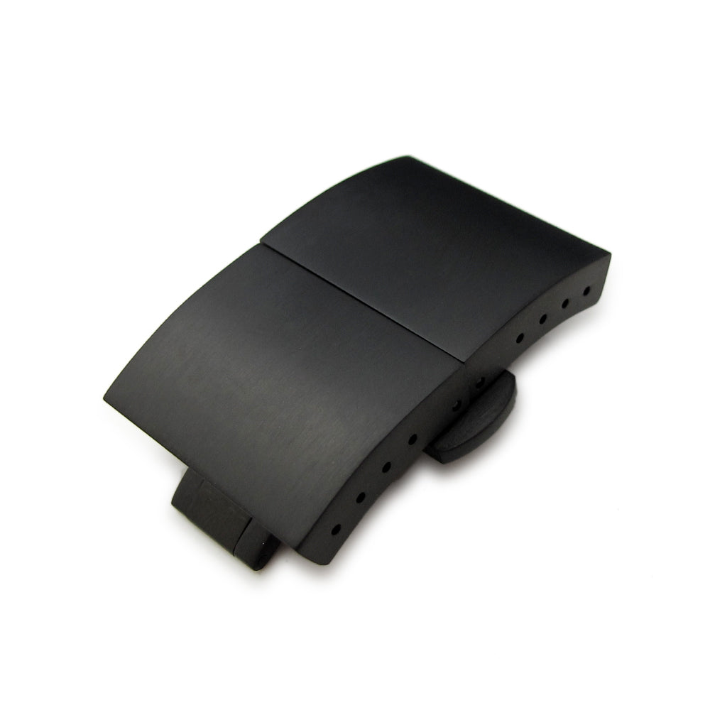 20mm or 22mm Double Fold Butterfly Dome Shape Lengthened Deployant Clasp / Buckle, PVD Black