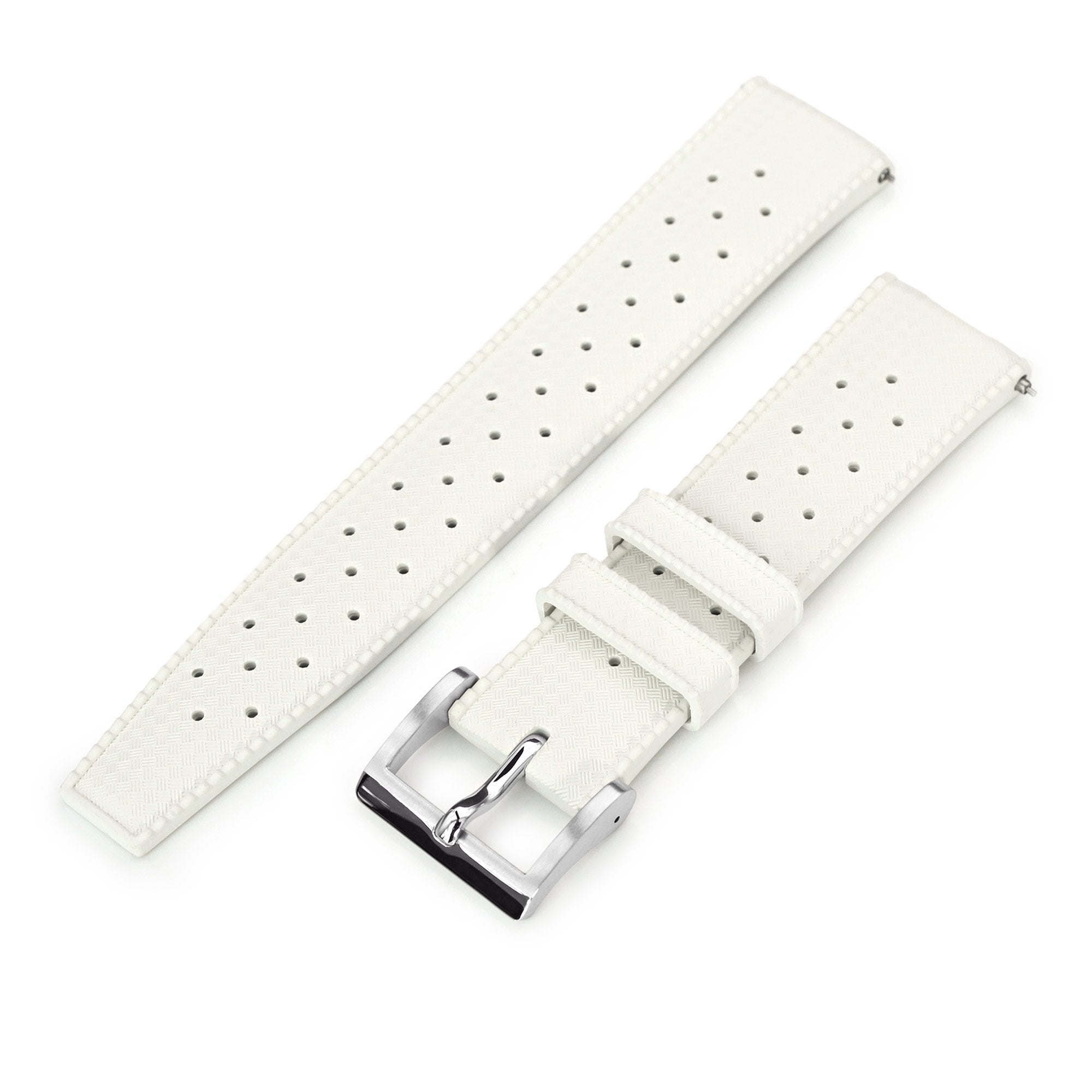 Quick Release White Tropical-Style Pro FKM rubber watch strap, 19mm, 20mm or 22mm