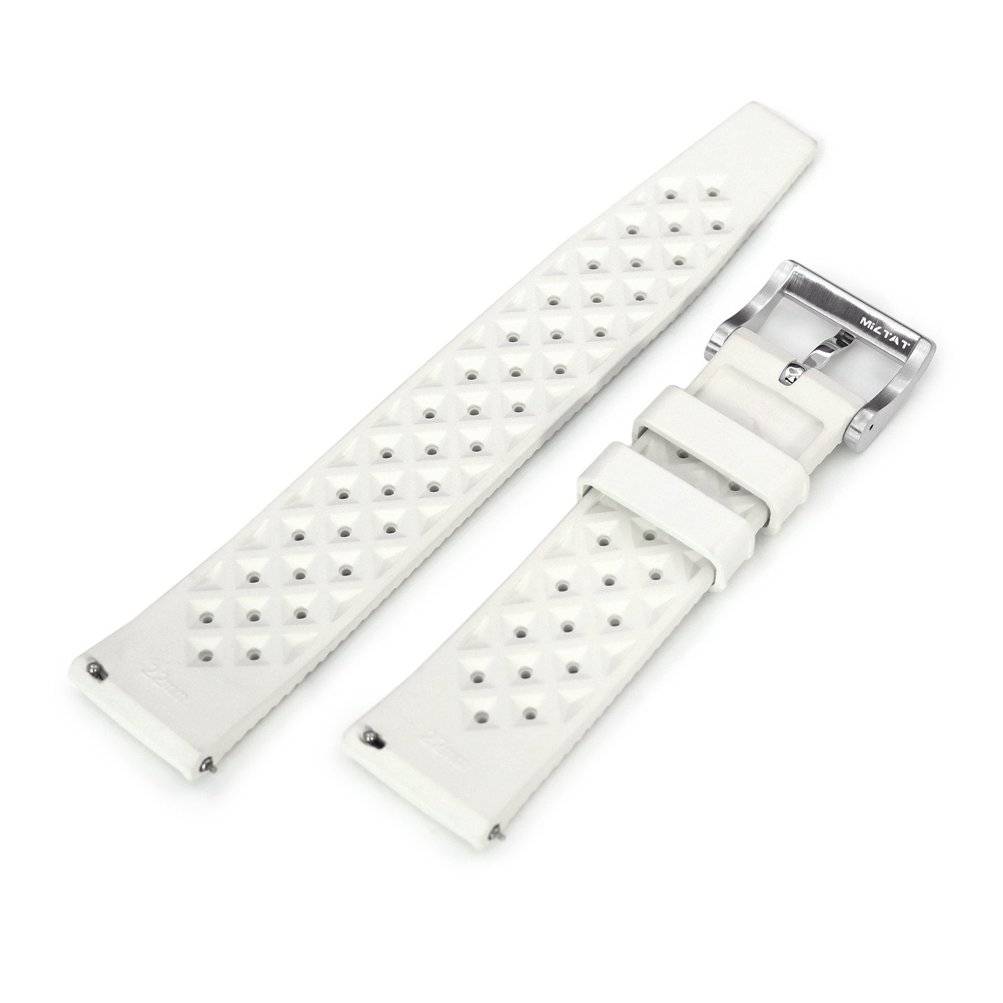 Quick Release White Tropical-Style Pro FKM rubber watch strap, 19mm, 20mm or 22mm