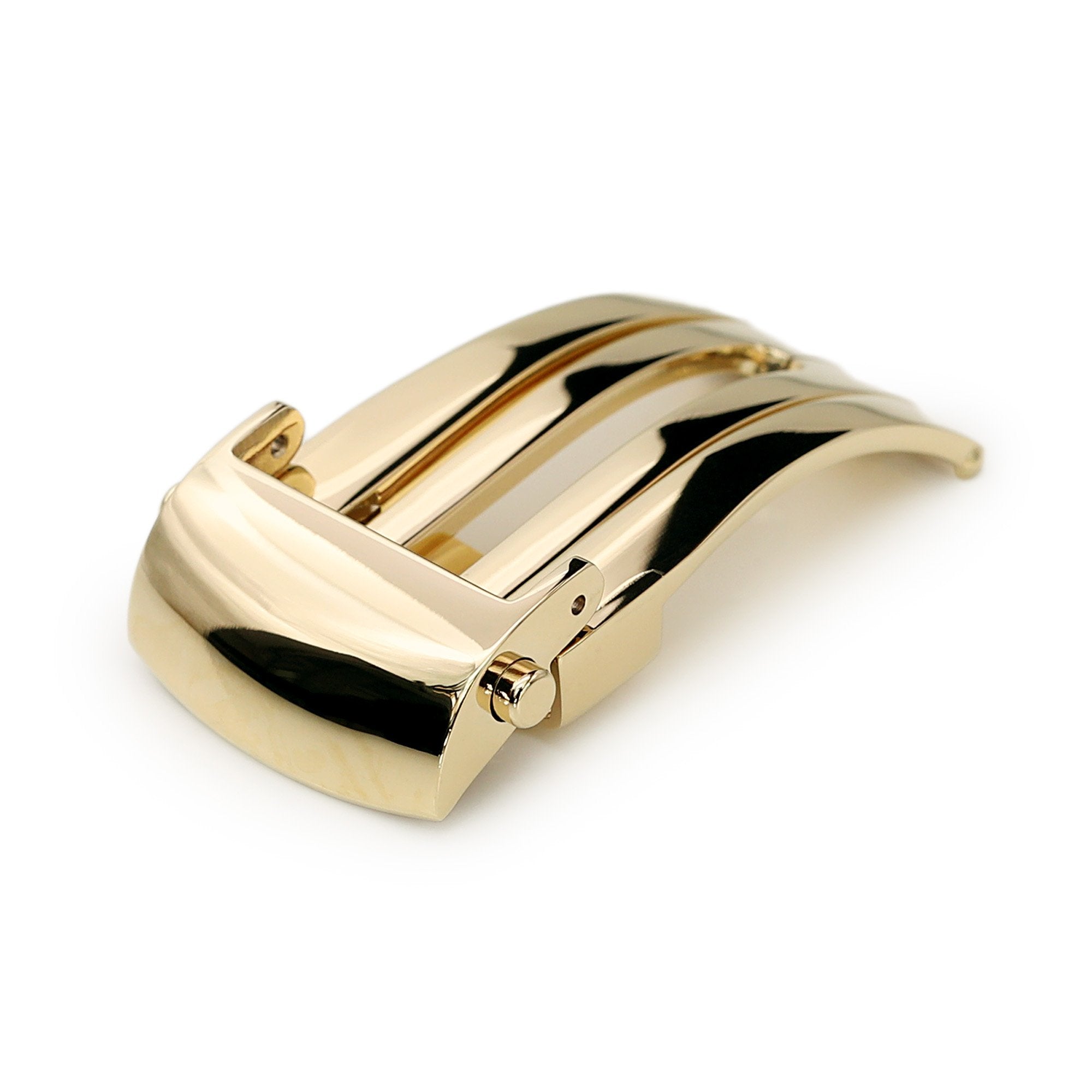 18mm Roller Deployment Buckle / Deployant Clasp for Leather Watch Strap, Polished IP Gold