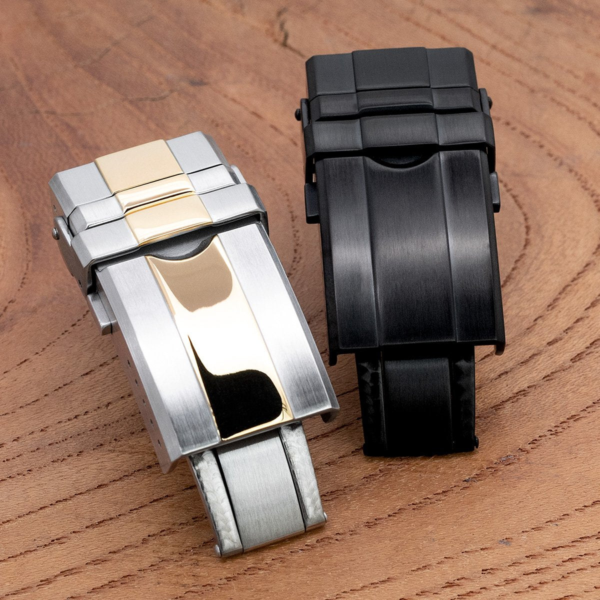 16mm, 18mm or 20mm Solid 316L Stainless Steel Double Locks Turning Clasp, Button Control, PVD Black