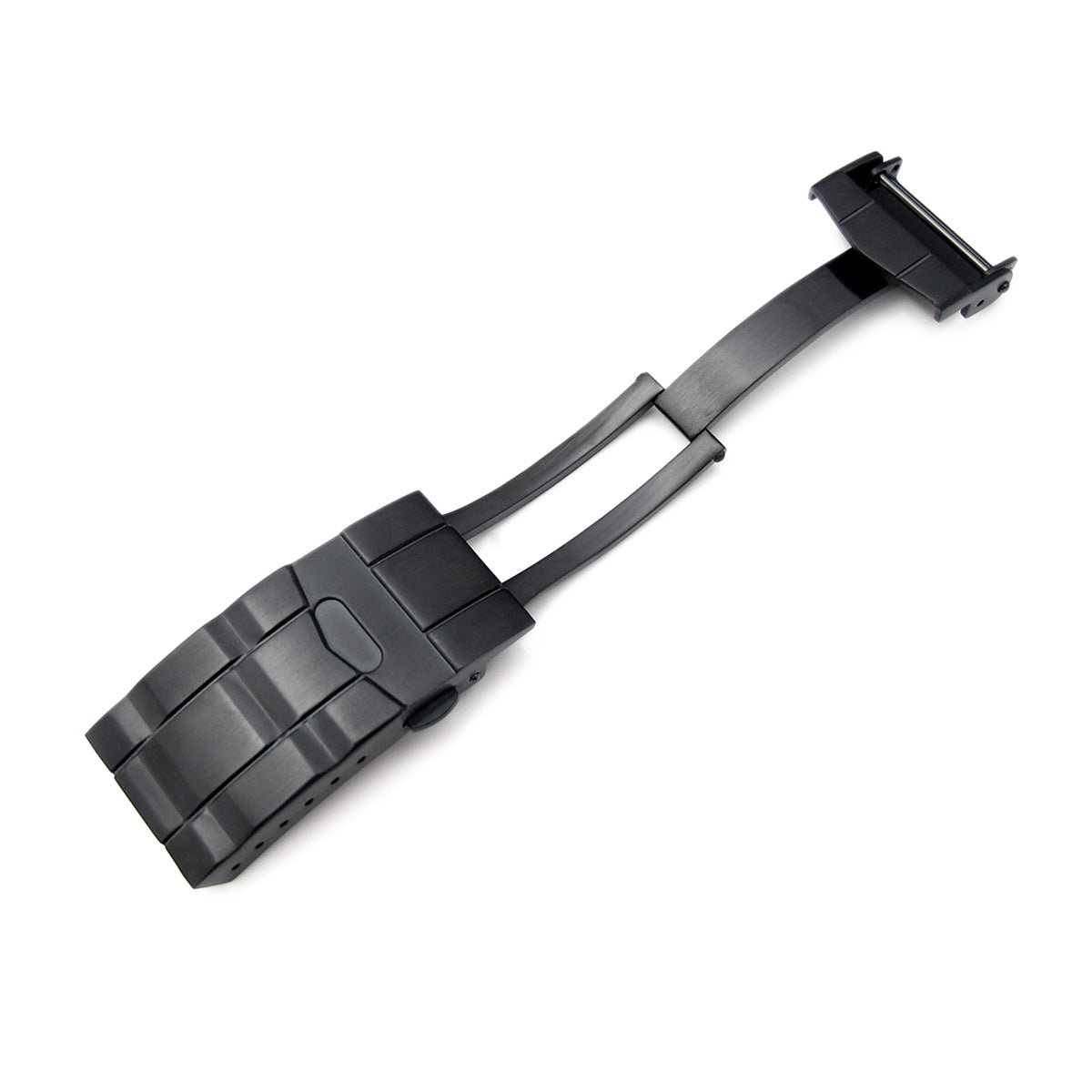 16mm, 18mm or 20mm Solid 316L Stainless Steel Double Locks SUB Diver Clasp, Button Control, PVD Black