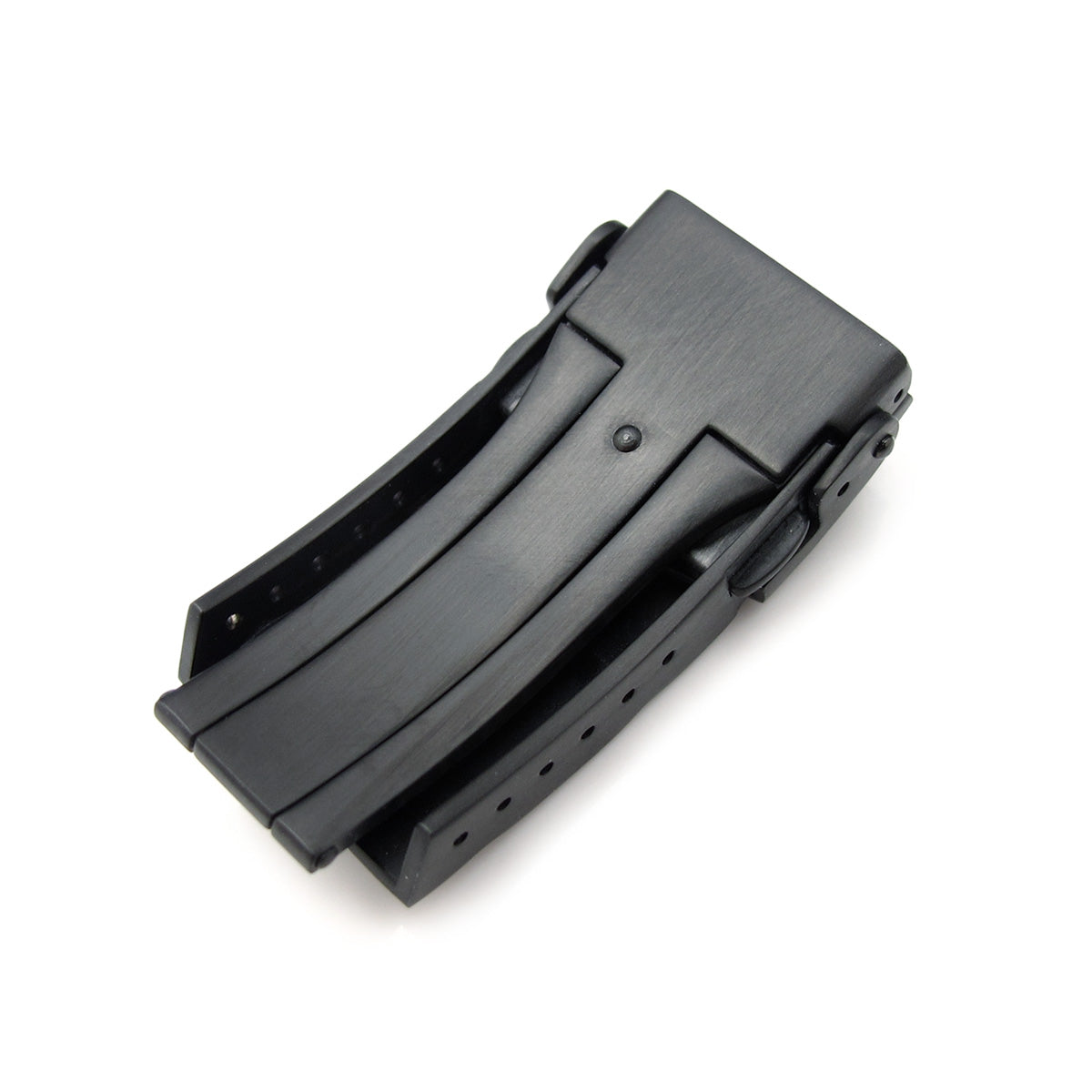 16mm, 18mm or 20mm Solid 316L Stainless Steel Double Locks SUB Diver Clasp, Button Control, PVD Black