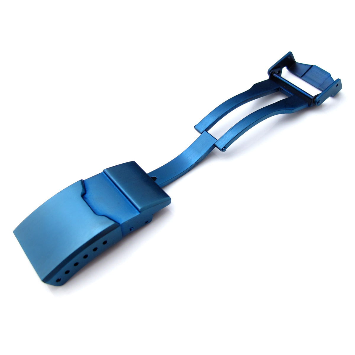 18mm, 20mm or 22mm Stainless Steel Button Chamfer double locks Diver Clasp for Watch Band, IP Blue
