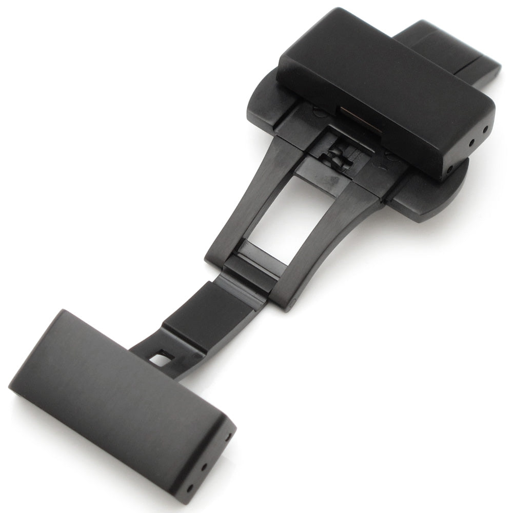 20mm, 22mm, 24mm Deployment Buckle / Clasp, PVD Black Stainless Steel with Release Button B