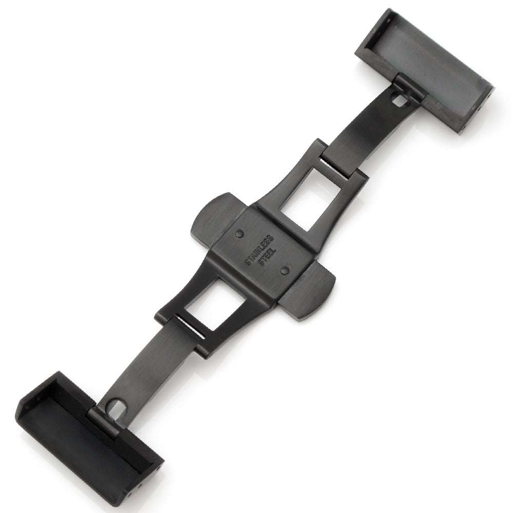 20mm, 22mm, 24mm Deployment Buckle / Clasp, PVD Black Stainless Steel with Release Button B
