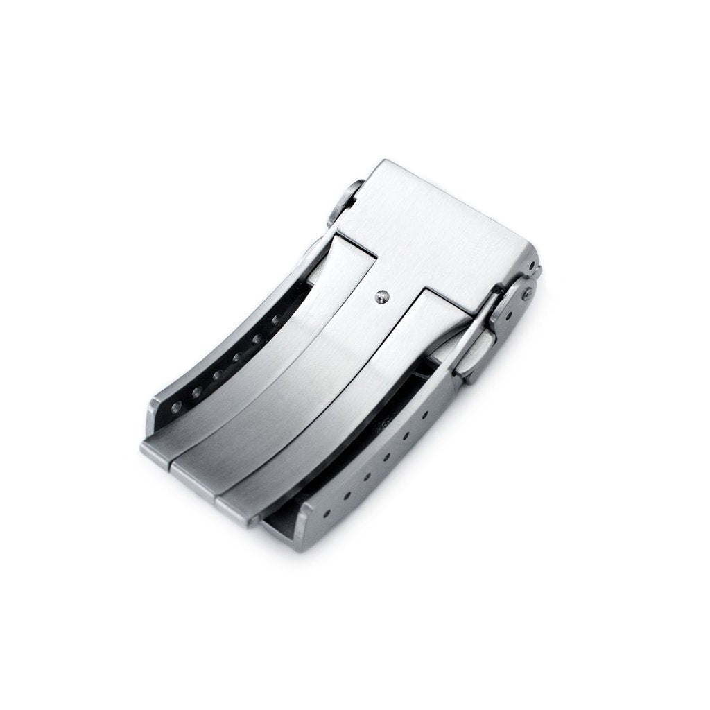 16mm or 18mm Solid 316L Stainless Steel Double Locks SUB Diver Clasp, Button Control, 2-tone IP Polished Gold