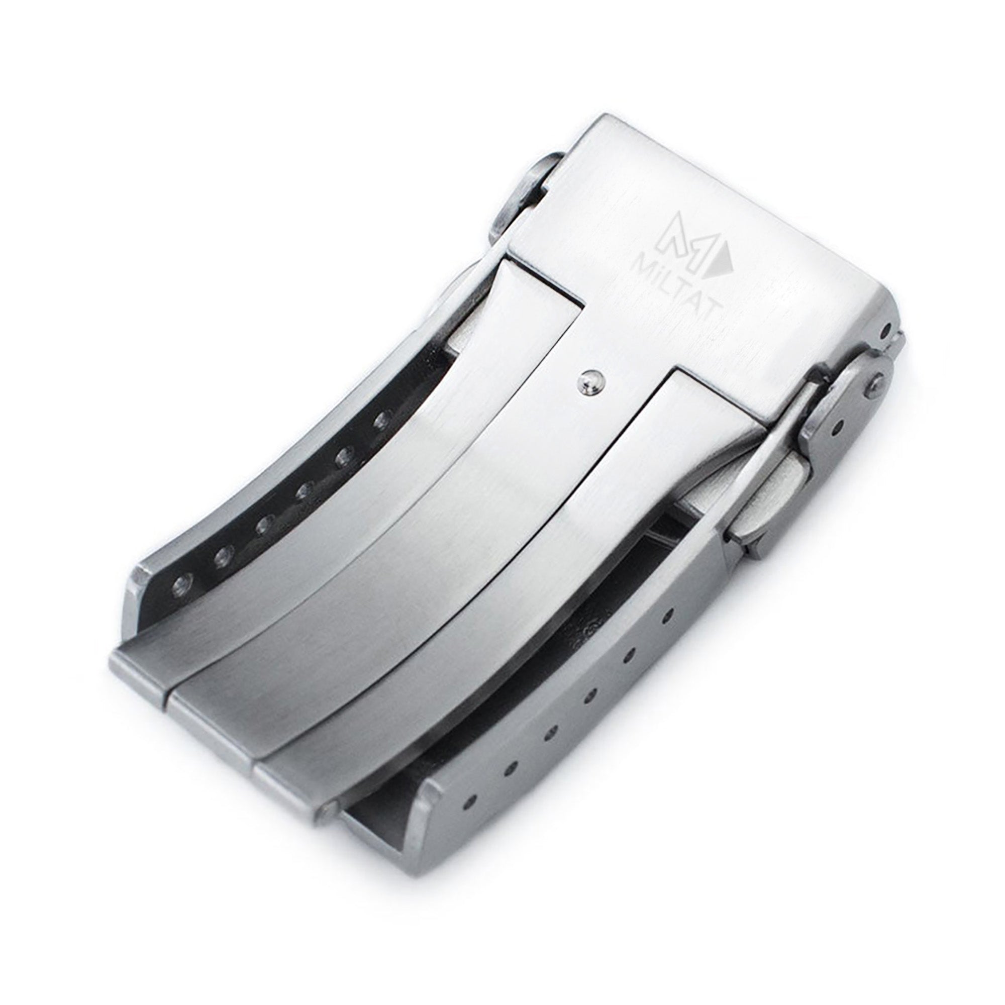 16mm or 18mm Solid 316L Stainless Steel Double Locks SUB Diver Clasp, Button Control, 2-tone IP Polished Gold