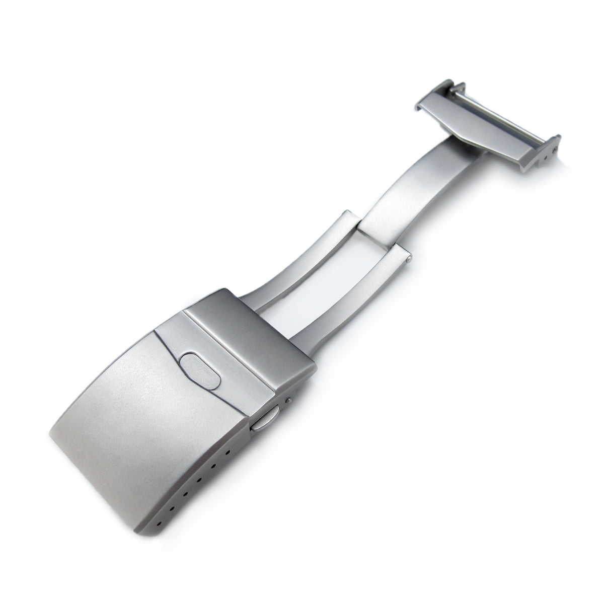 20mm, 22mm Stainless Steel V Clasp Double Lock Button Diver Buckle, Sandblasted