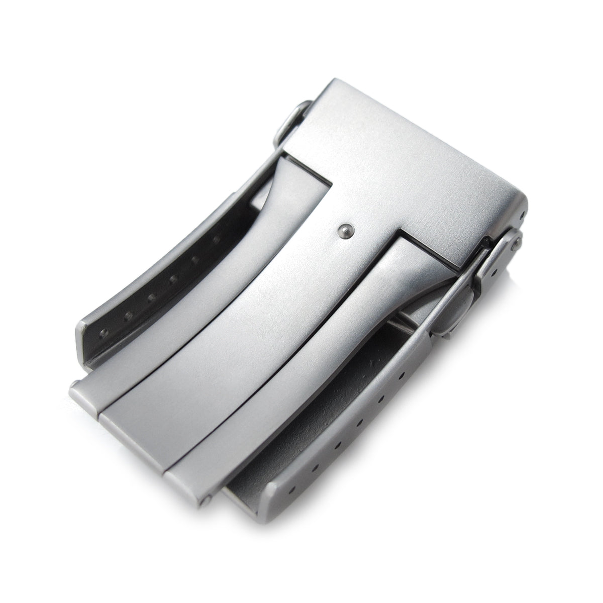 20mm, 22mm Stainless Steel V Clasp Double Lock Button Diver Buckle, Sandblasted