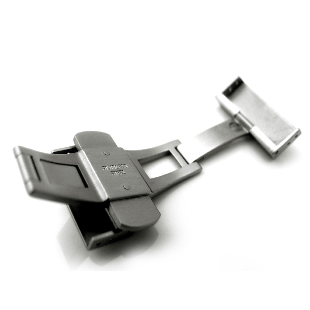 20mm, 22mm, 24mm Deployment Buckle / Clasp, Brushed Stainless Steel with Release Button