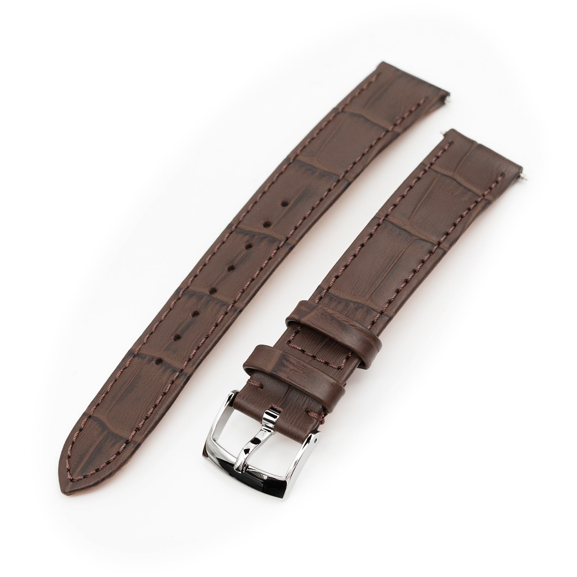 17mm Brown CrocoCalf (Italian Croco Grain) Flat Watch Band