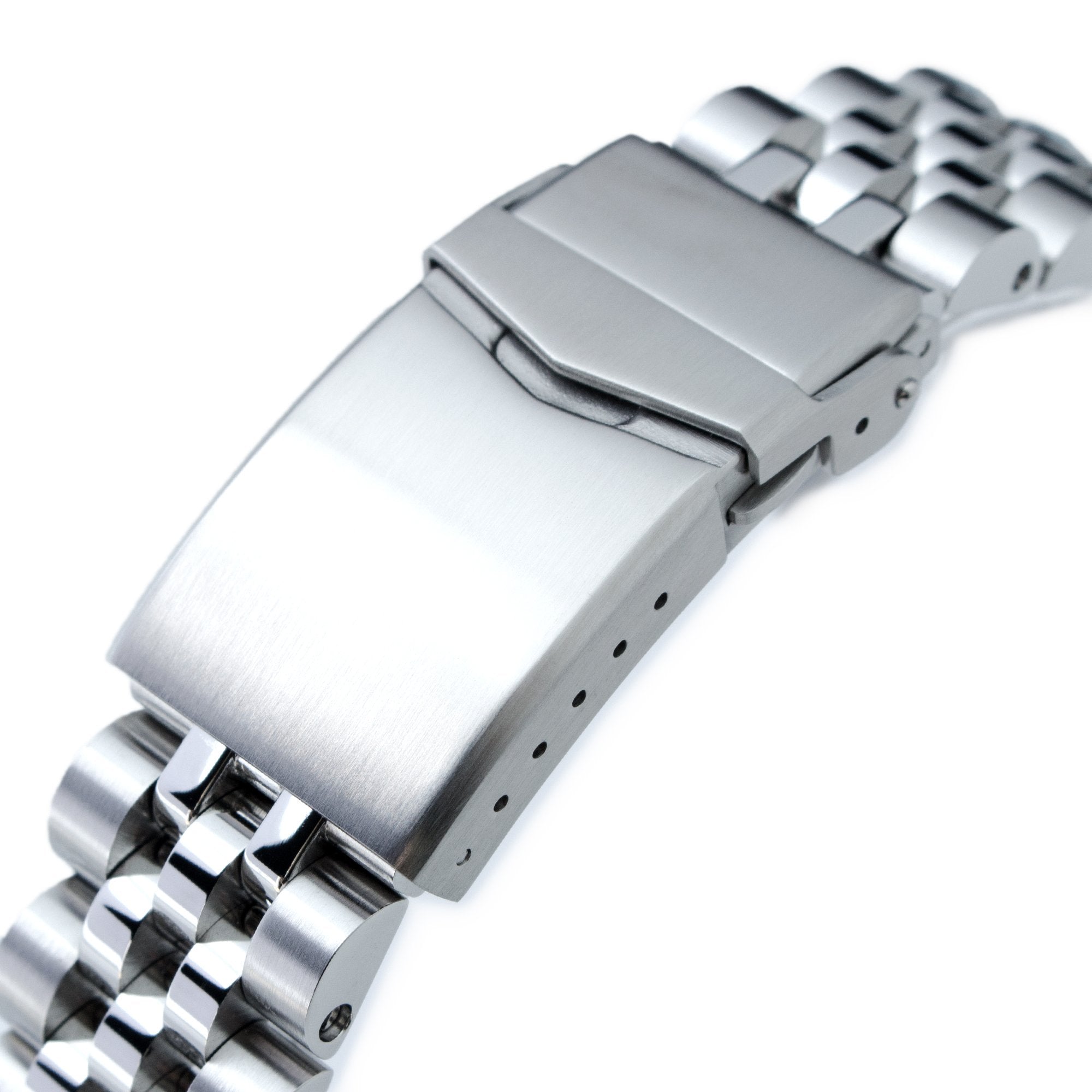20mm Angus-J Louis JUB Watch Band for Seiko Sumo SBDC001 SBDC031 SBDC081, Stainless Steel - Brushed, Polished Center Links, V Diver Clasp