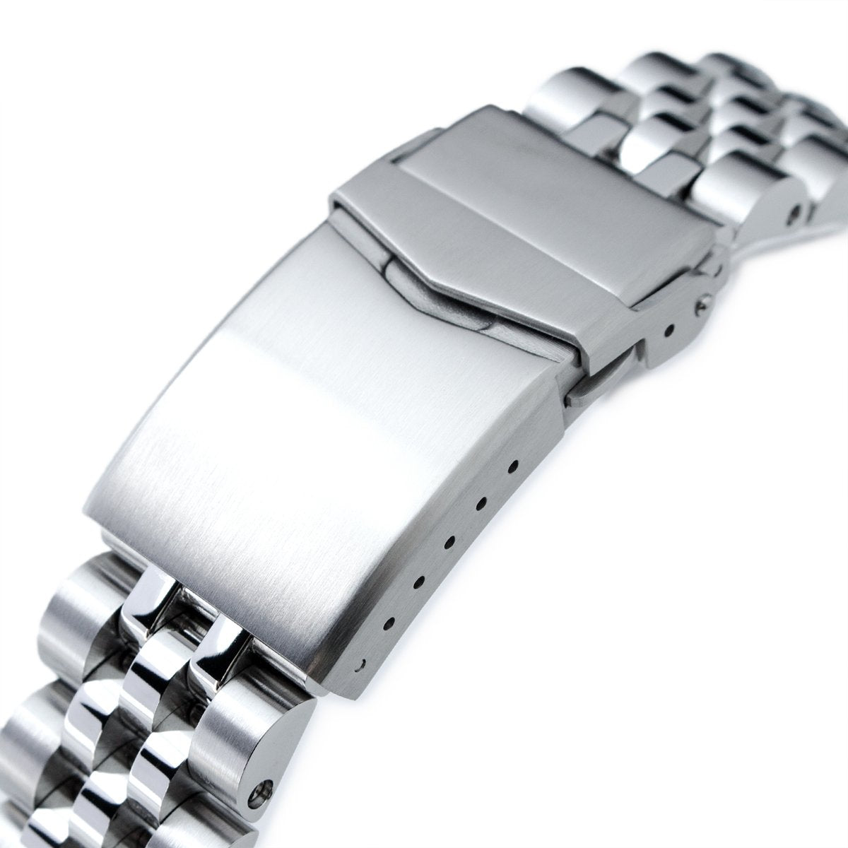 20mm Angus-J Louis Watch Band for Seiko Mini Turtles SRPC35 SBDY109 SBDY085, Stainless Steel - Brushed with Polished Center, V Diver Clasp