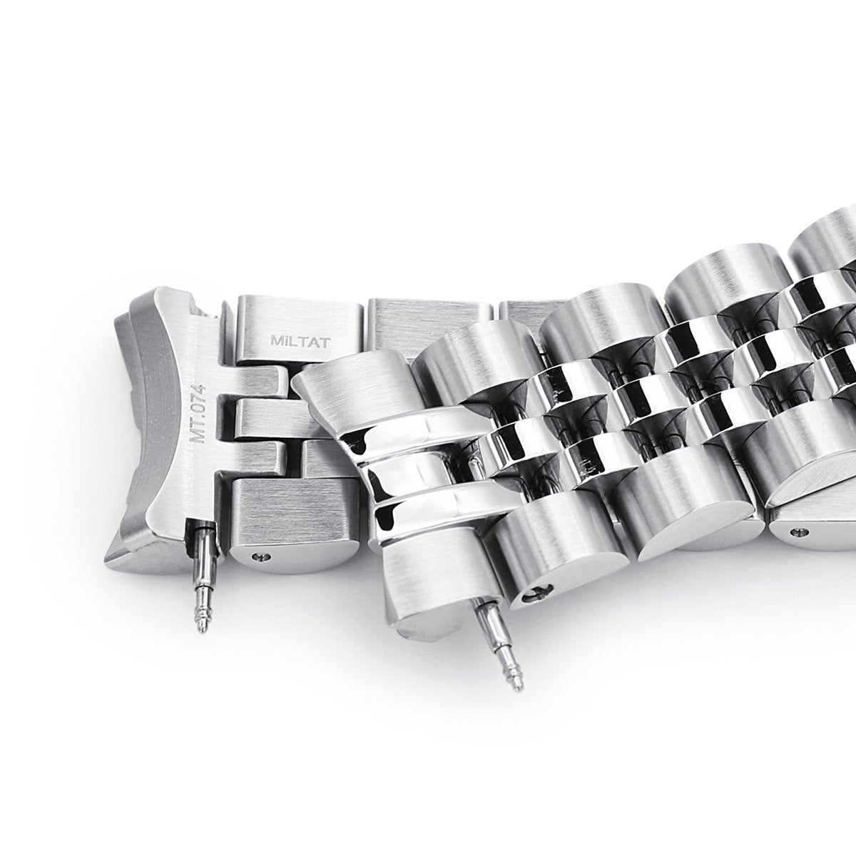 20mm Angus-J Louis Watch Band for Seiko Mini Turtles SRPC35 SBDY109 SBDY085, Stainless Steel - Brushed with Polished Center, V Diver Clasp