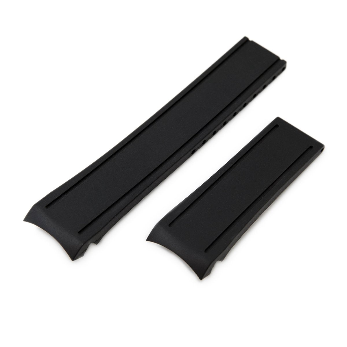 20mm Crafter Blue - Black Rubber Curved Lug Watch Band compatible with Seiko MM300 Prospex Marinemaster SBDX001