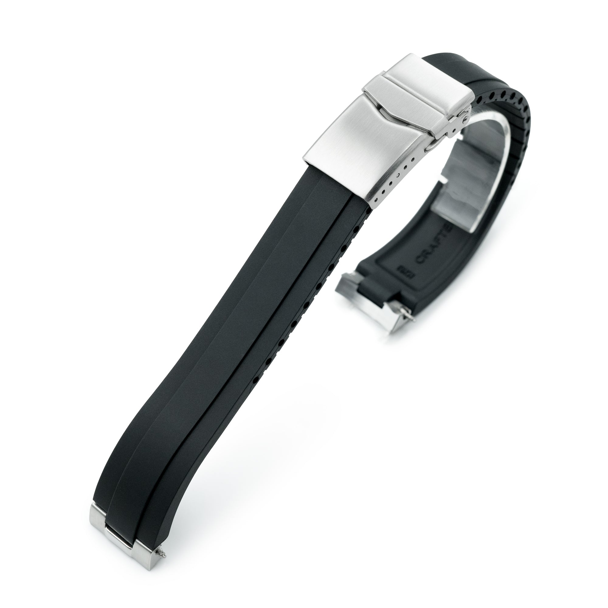 20mm Crafter Blue - MX03-813 Black FKM Rubber Strap With End Links For Seiko Speedtimer SSC813