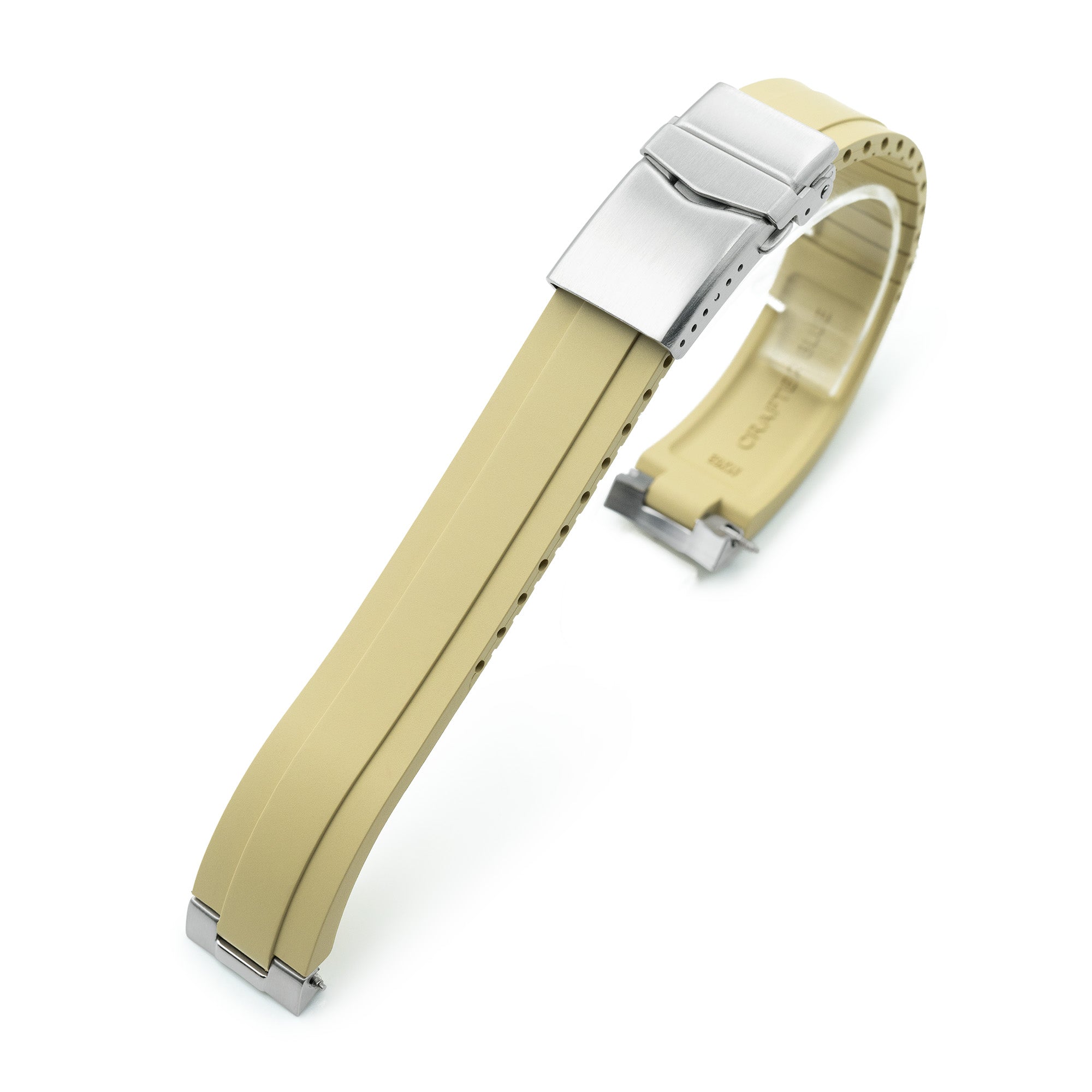20mm Crafter Blue - MX03-813 Tan FKM Rubber Strap With End Links For Seiko Speedtimer SSC813