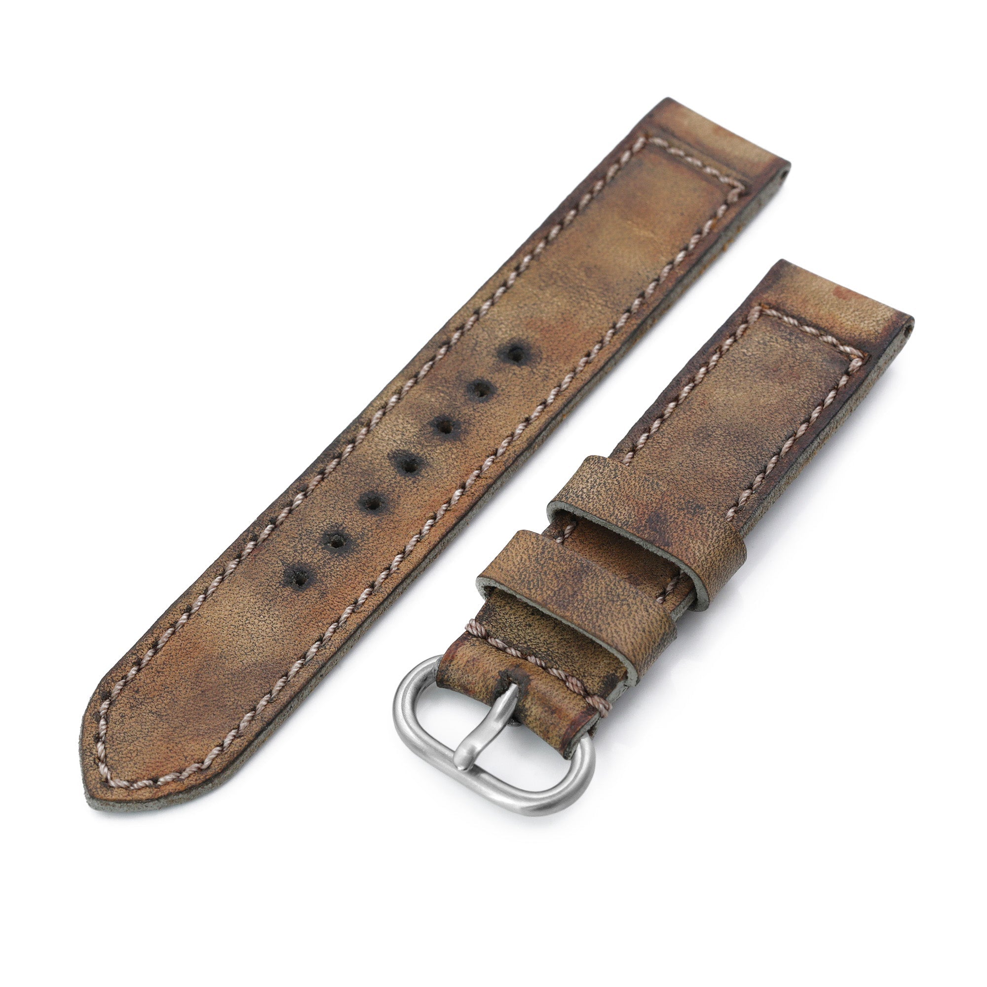20mm Gunny X MT MISSION POSSIBLE 1 (MP1) Series Vintage Brown Leather Watch Strap