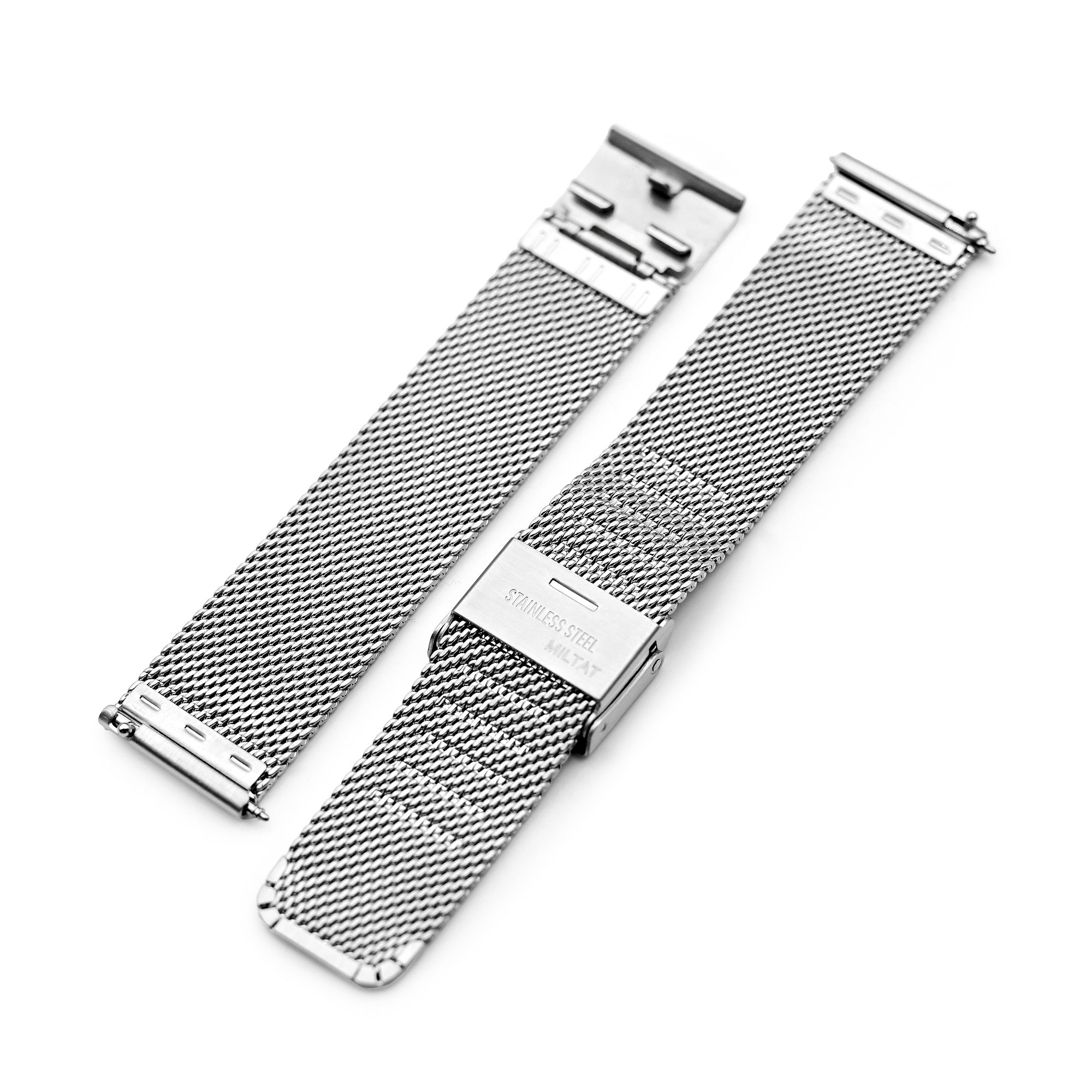 Quick Release Classic Superfine Mesh Watch Band, 18mm, 19mm, 20mm or 22mm, Brushed