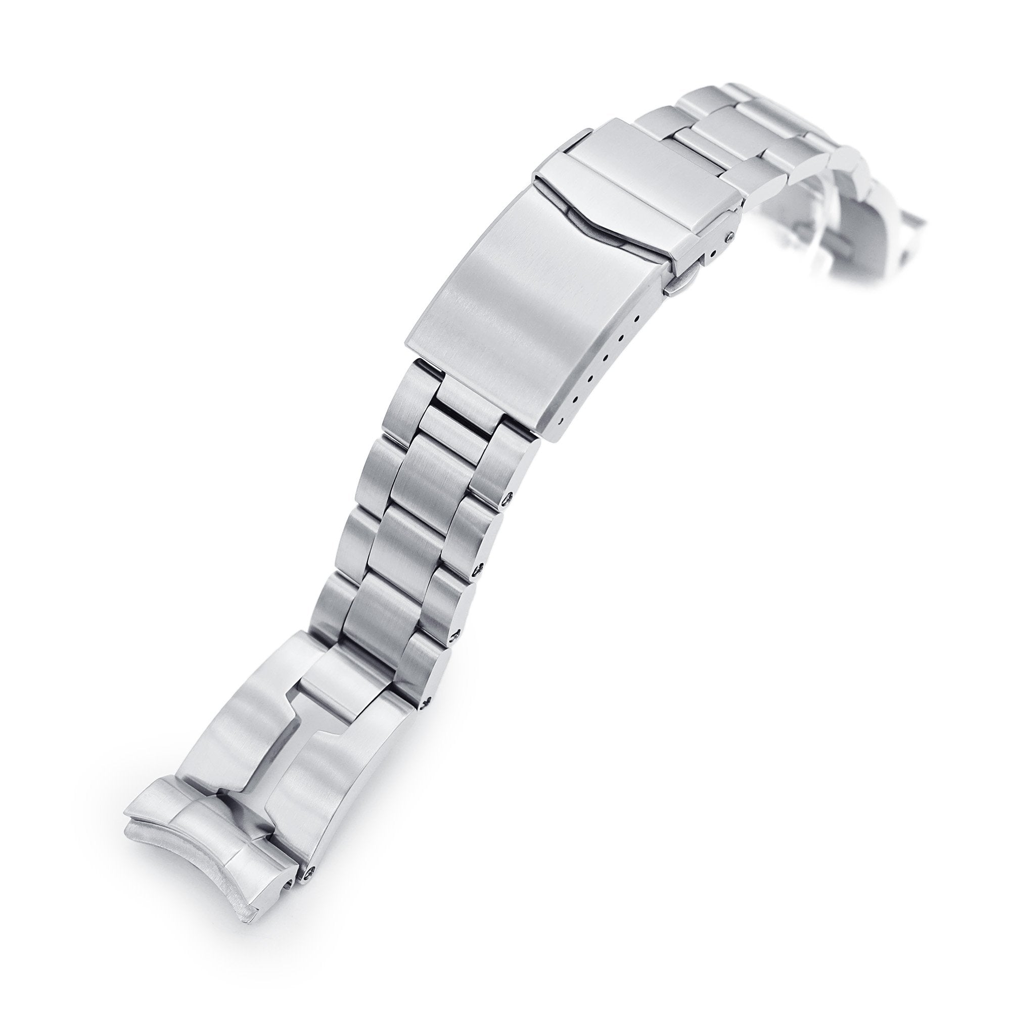 20mm Retro Shaver Blade Watch Band for Seiko Baby MM 200 SBDC061 SPB077 SBDC063, Stainless Steel - Brushed, V-Diver Clasp