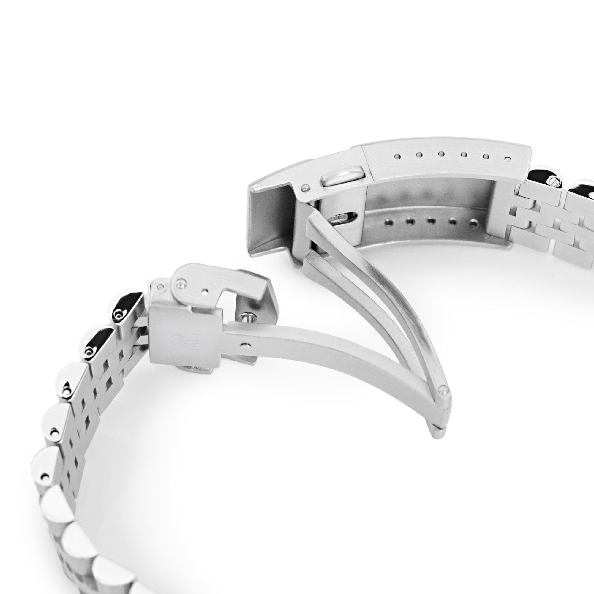 20mm Super-JUB II Watch Band for Seiko Alpinist SARB017 SPB155 SBEJ005 (compatible with Hamilton Khaki H70455733), Stainless Steel - Polished Center Links, V Diver Clasp