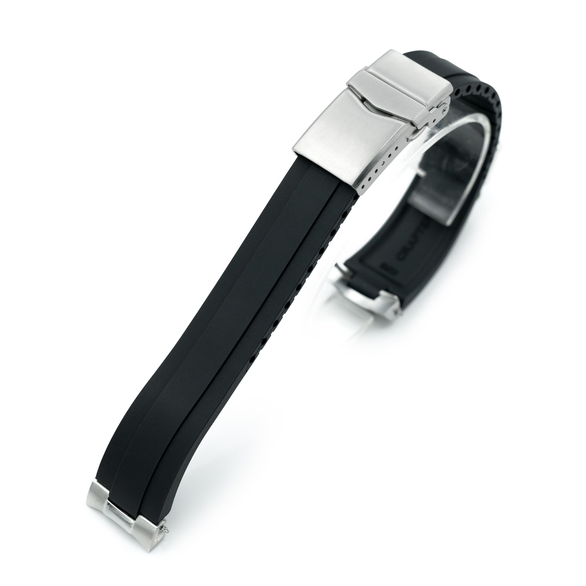 21mm Crafter Blue - MX03-911 Black FKM Rubber Strap with Curved End Links For Seiko Speedtimer SSC911