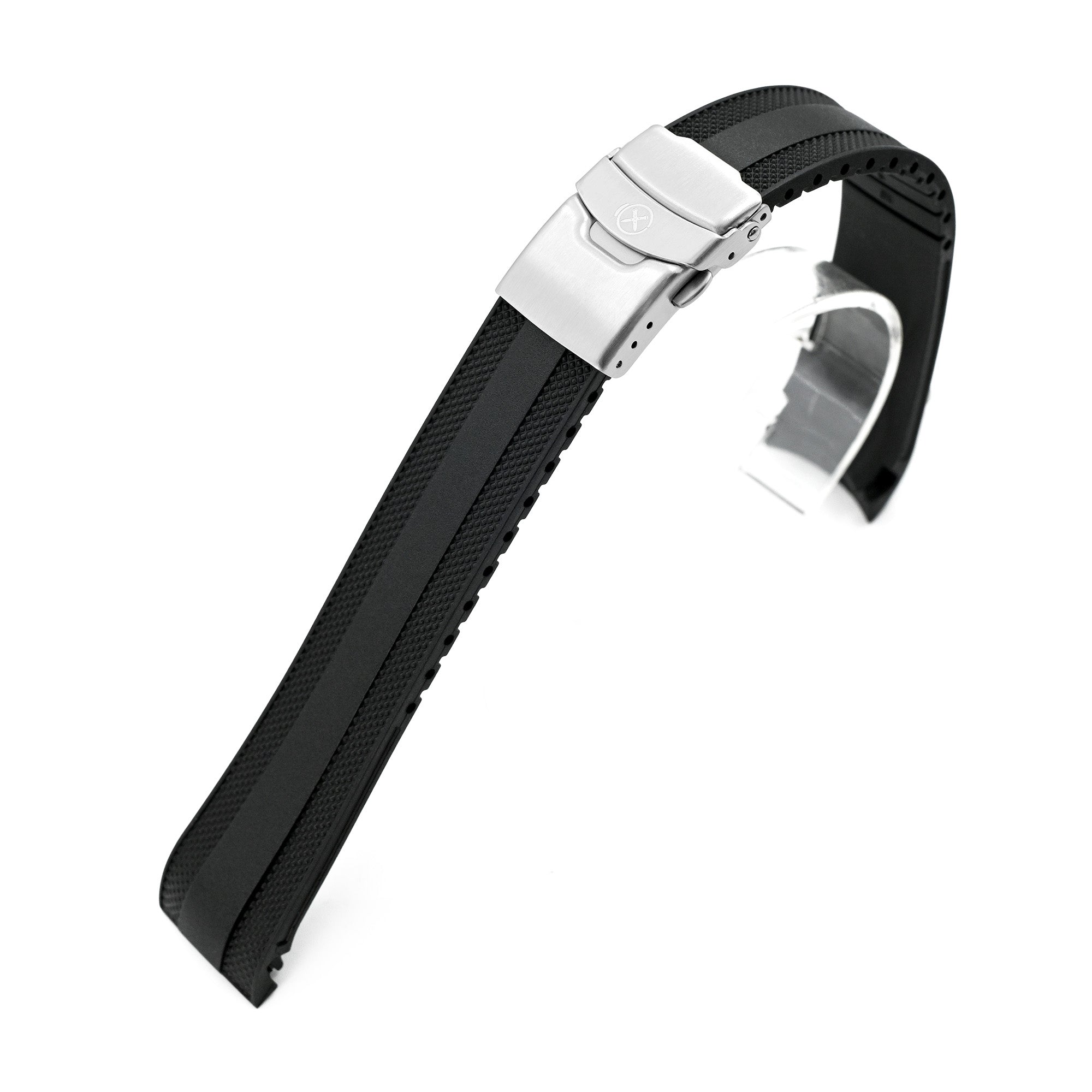 21mm StrapXPro - Black SMX02A Rubber Strap compatible with Seiko Speedtimer SSC911 Series