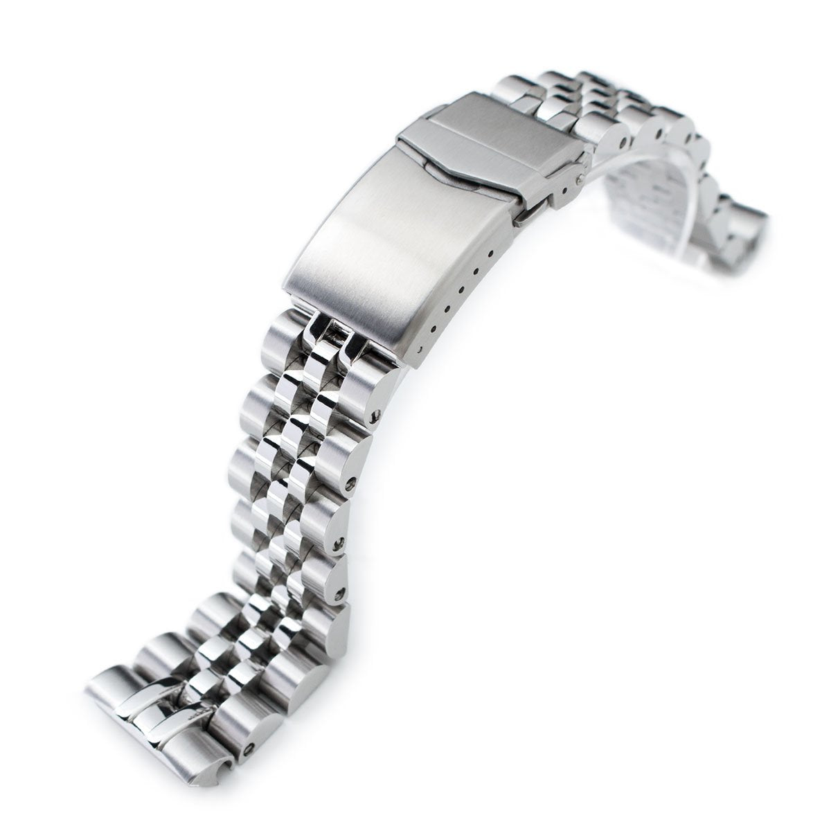 22mm Angus-J Louis JUB Watch Band for Seiko New Turtles SRP777 SRP775 SRPA21 (PADI), Stainless Steel - Brushed, Polished Center Links, V Diver Clasp