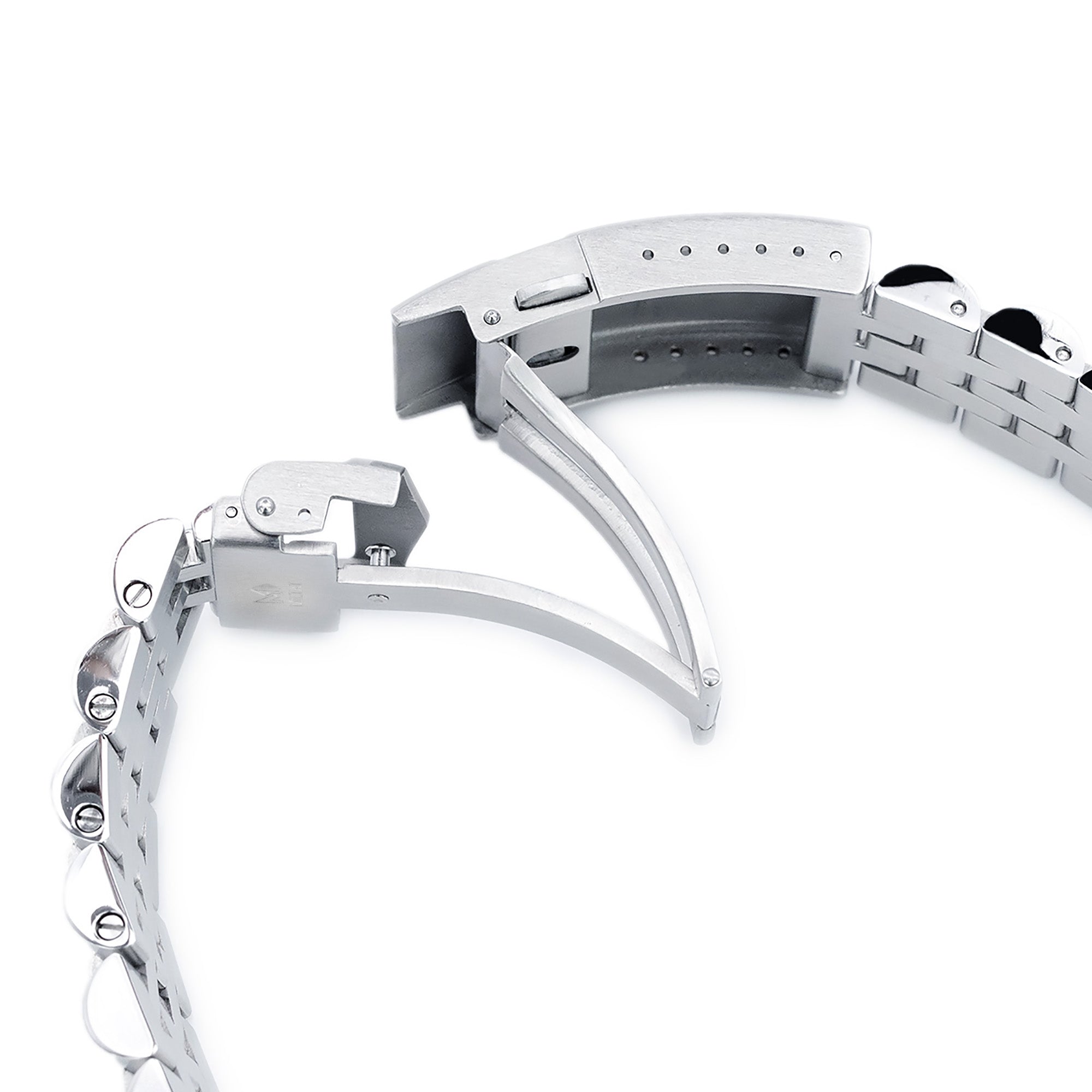 22mm Angus-J Louis JUB Watch Band for Seiko New Turtles SRP777 SRP775 SRPA21 (PADI), Stainless Steel - Brushed, Polished Center Links, V Diver Clasp
