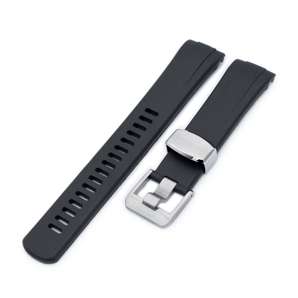 22mm Crafter Blue - Black Rubber Curved Lug Watch Band compatible with Seiko Turtle SRP777