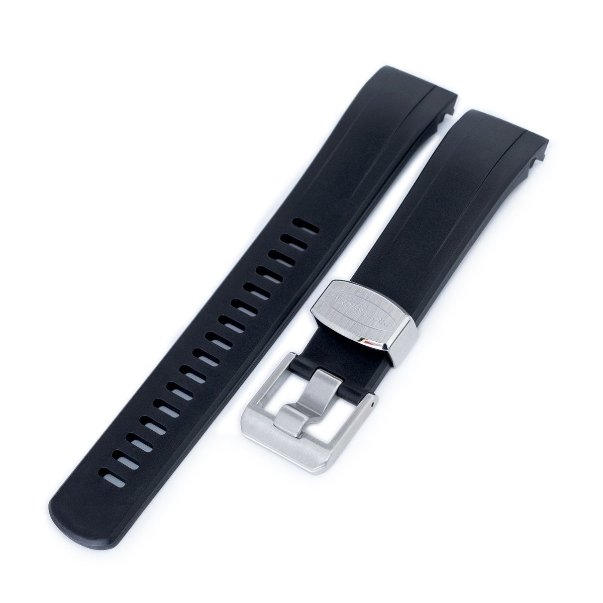 22mm Crafter Blue - Black Rubber Curved Lug Watch Strap compatible with Seiko Samurai SRPB51 & King Samruai