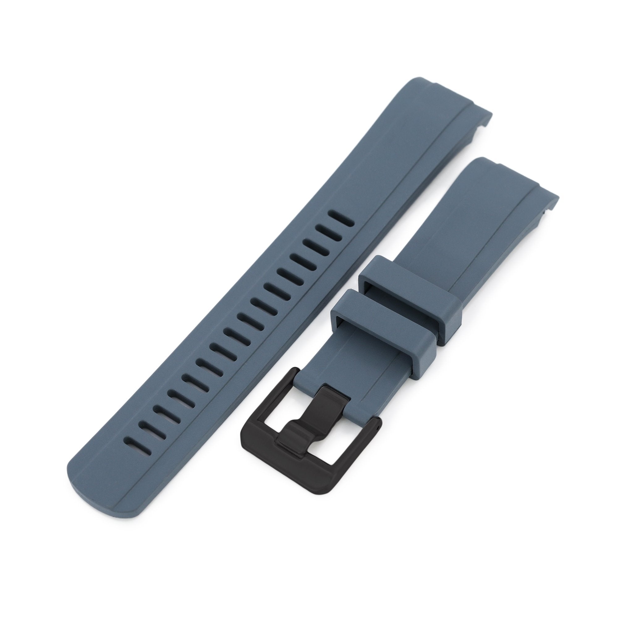 22mm Crafter Blue - CB10 Grey Rubber Curved Lug Watch Band compatible with Seiko SKX007