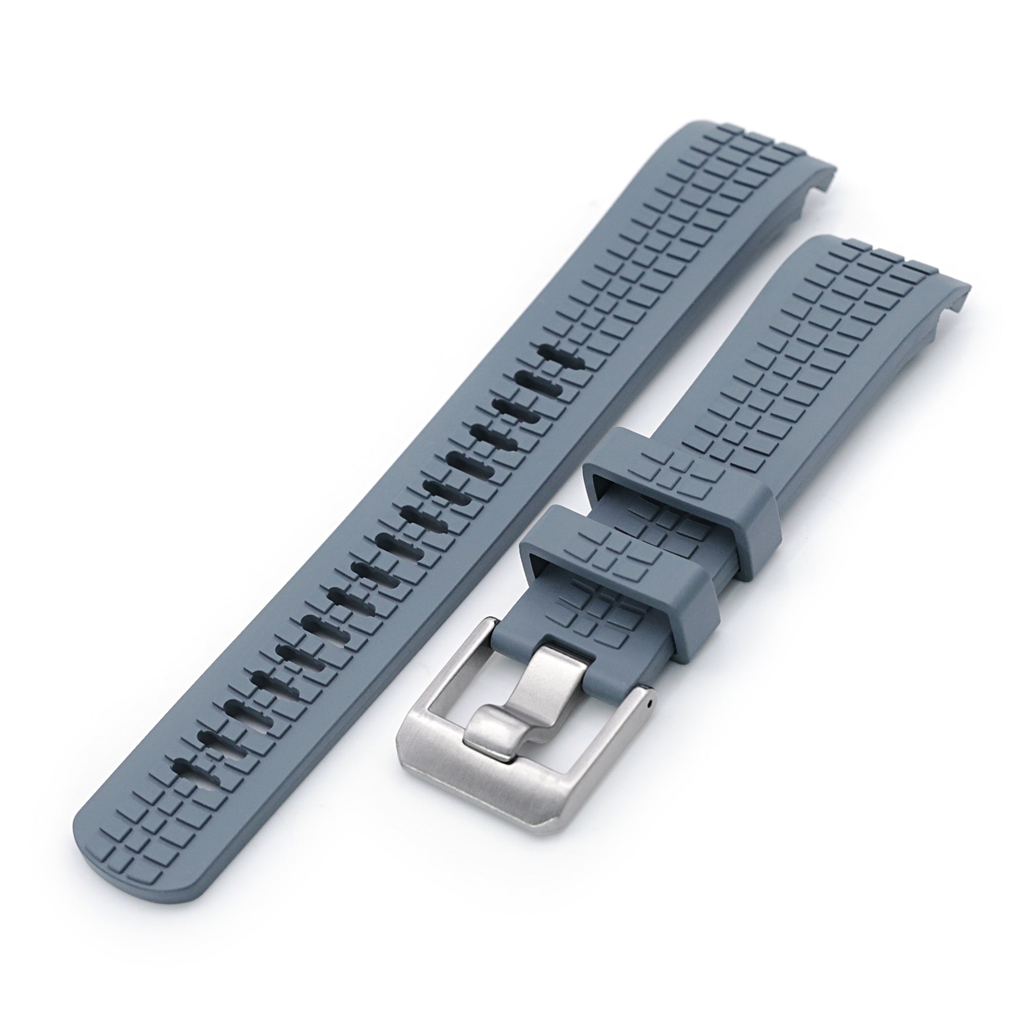 22mm Crafter Blue - CB11 Grey Rubber Curved Lug Watch Strap compatible with Seiko SKX007