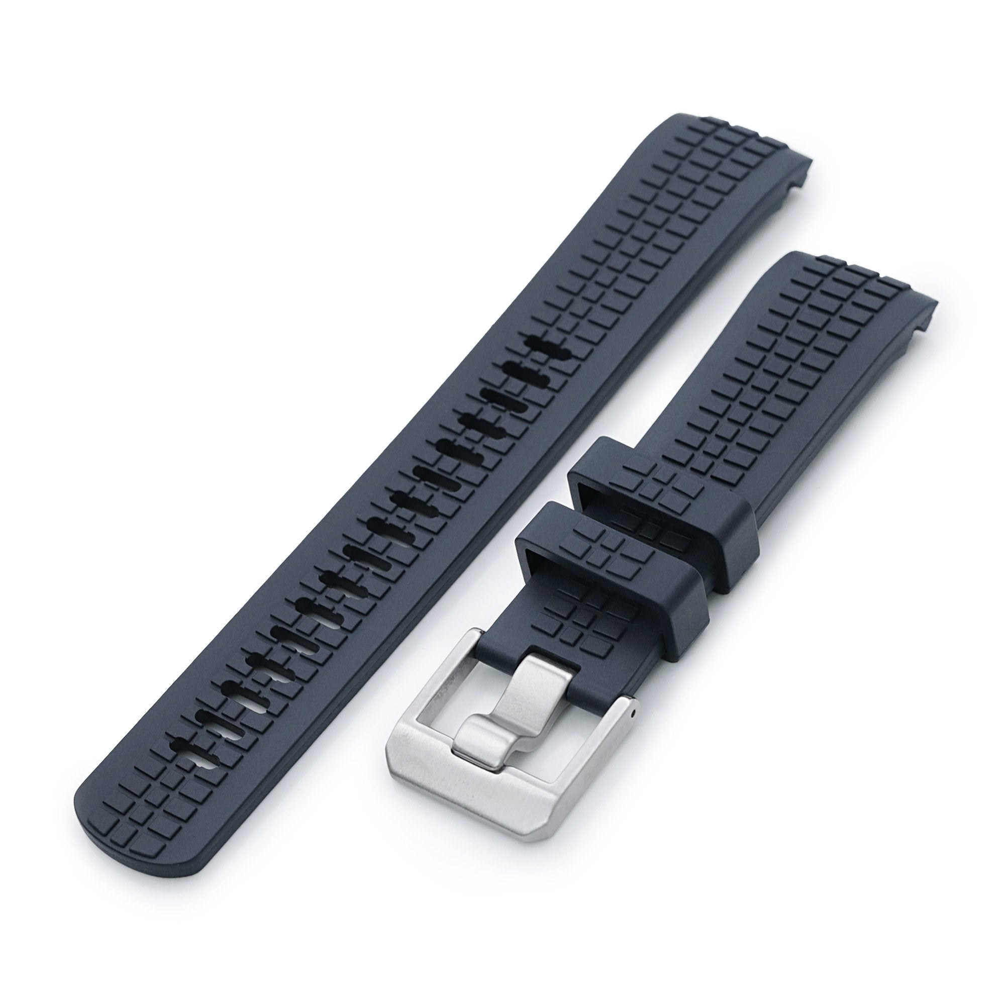 22mm Crafter Blue - CB12 Navy Blue Rubber Curved Lug Watch Strap compatible with Seiko new Turtles SRP777