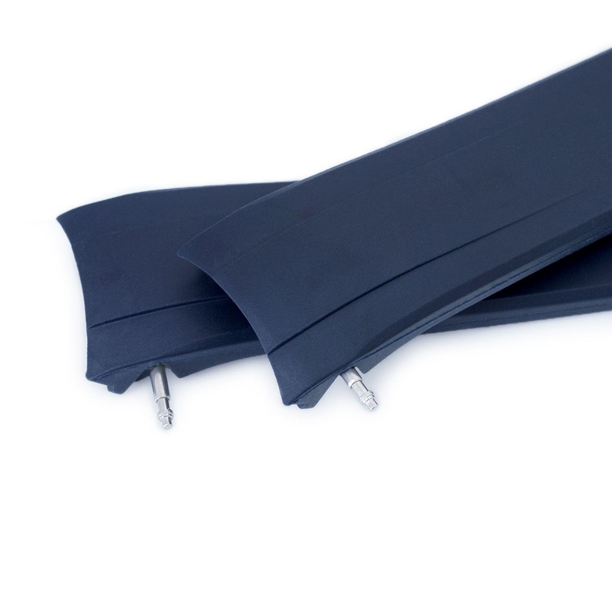 22mm Crafter Blue - Dark Blue Rubber Curved Lug Watch Strap compatible with Seiko Samurai SRPB51 & King Samruai