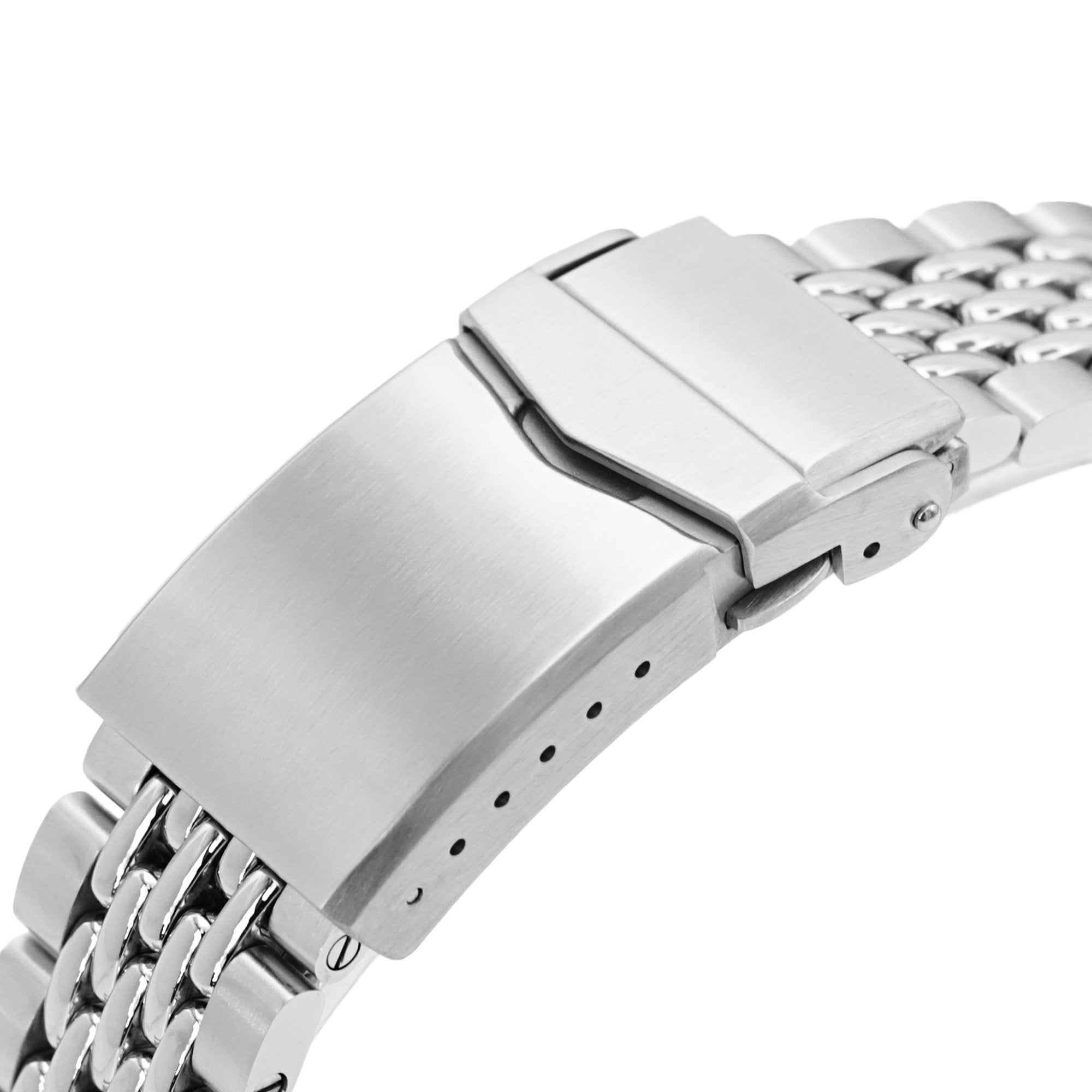 22mm Goma BOR Watch Band for Seiko 5 Sports 42.5mm SRPD51 SRPD55 SBSA003, Stainless Steel - Brushed, Polished Center Links, V Diver Clasp