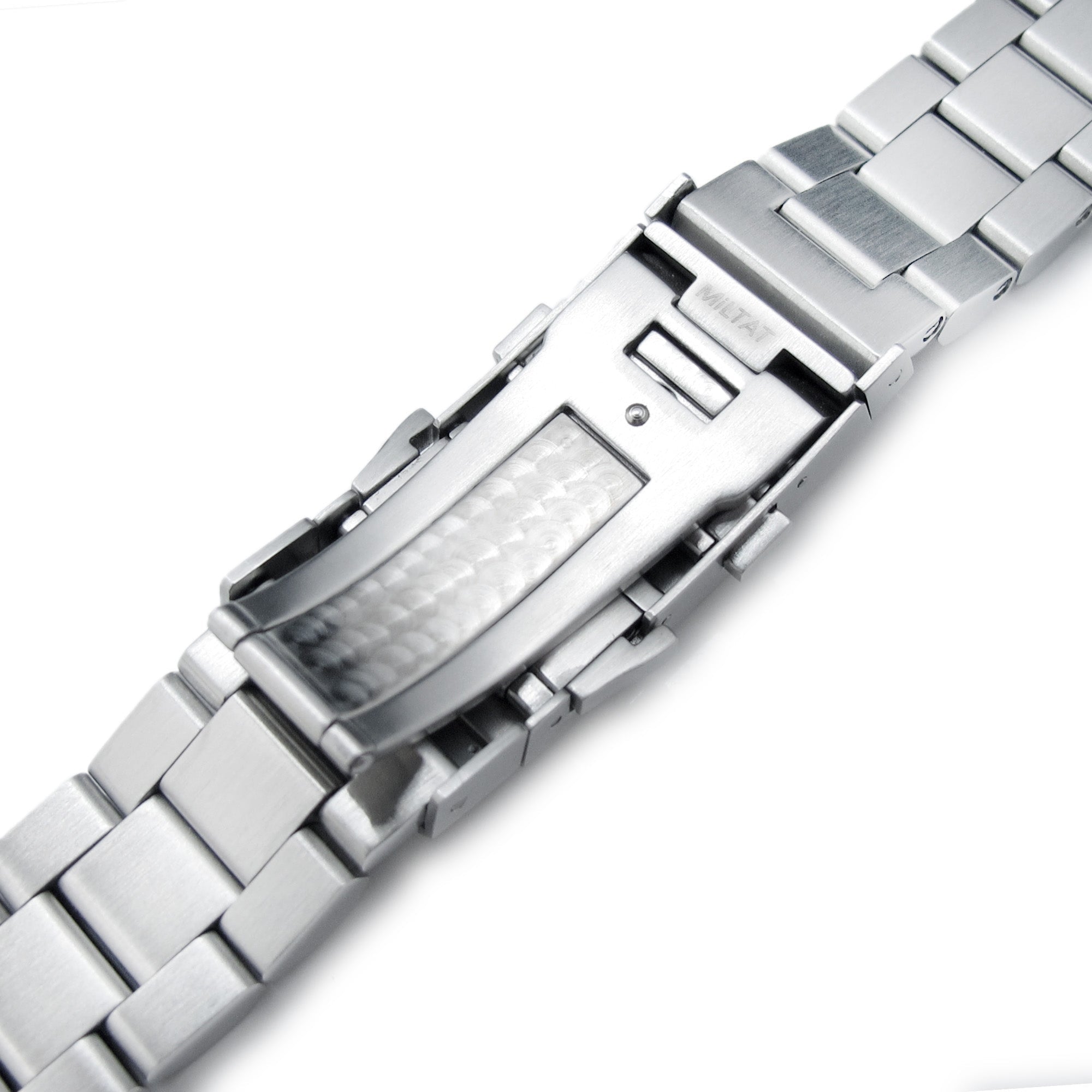 22mm Hexad Watch Band for Seiko King Samurai SRPE33 SRPE37 SRPF79, Stainless Steel - Brushed, Wetsuit Ratchet Diver Clasp
