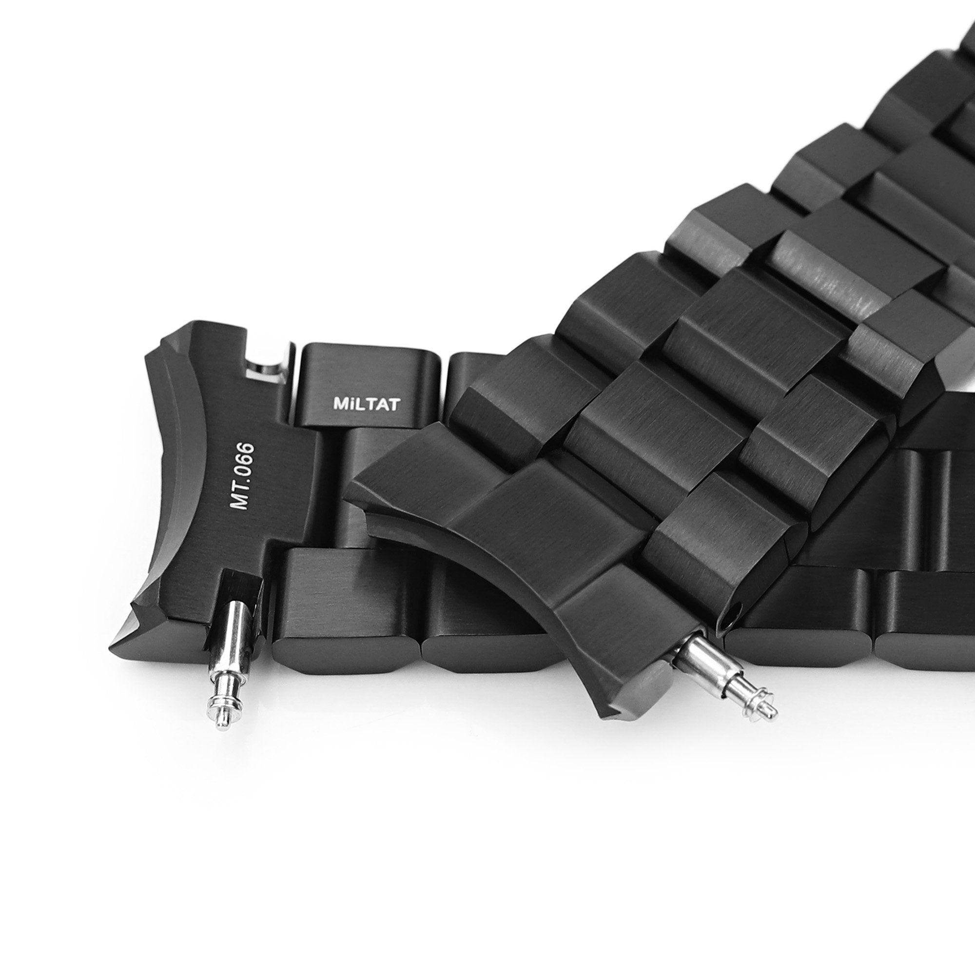 22mm Hexad Watch Band for Seiko Samurai SRPB51 SRPB09 SRPC93, Stainless Steel - Brushed (DLC) Black Coating, V Diver Clasp